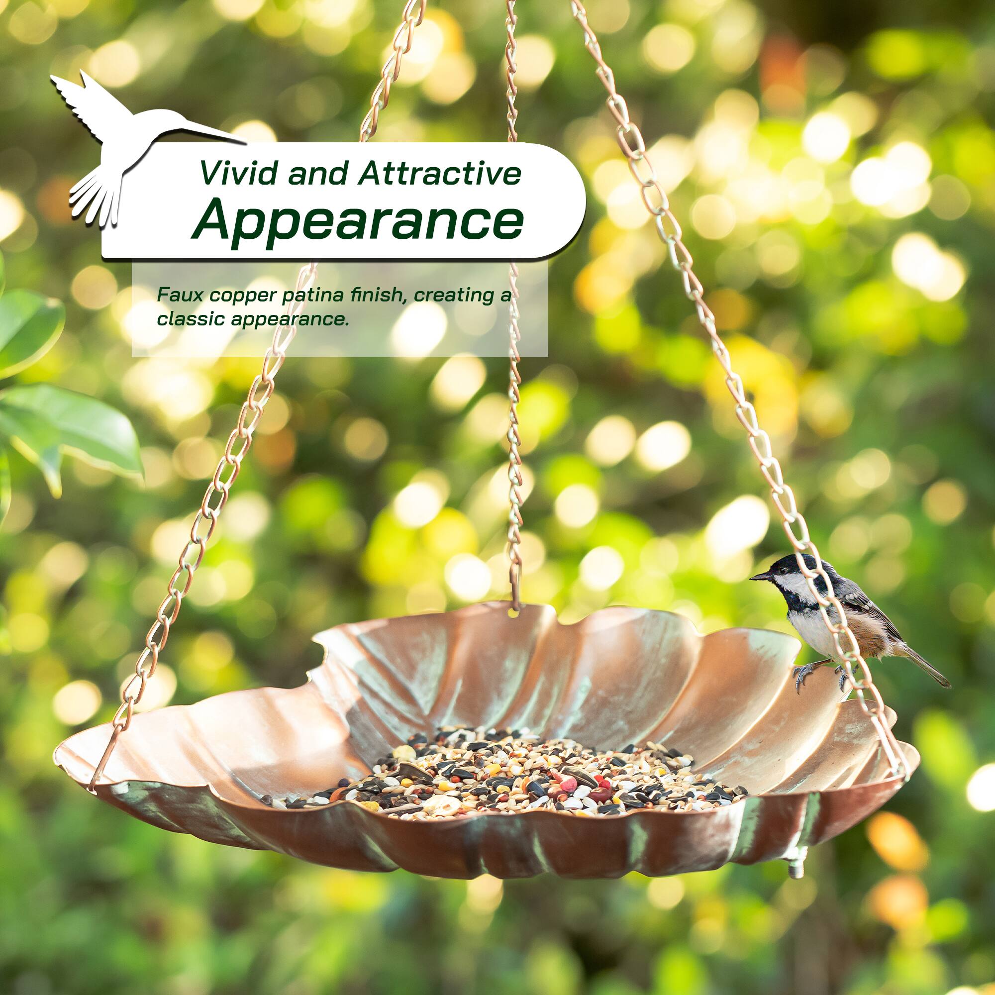 Glitzhome&#xAE; 19.5&#x22; Multi-Functional Faux Copper Patina Finish Bird Feeder