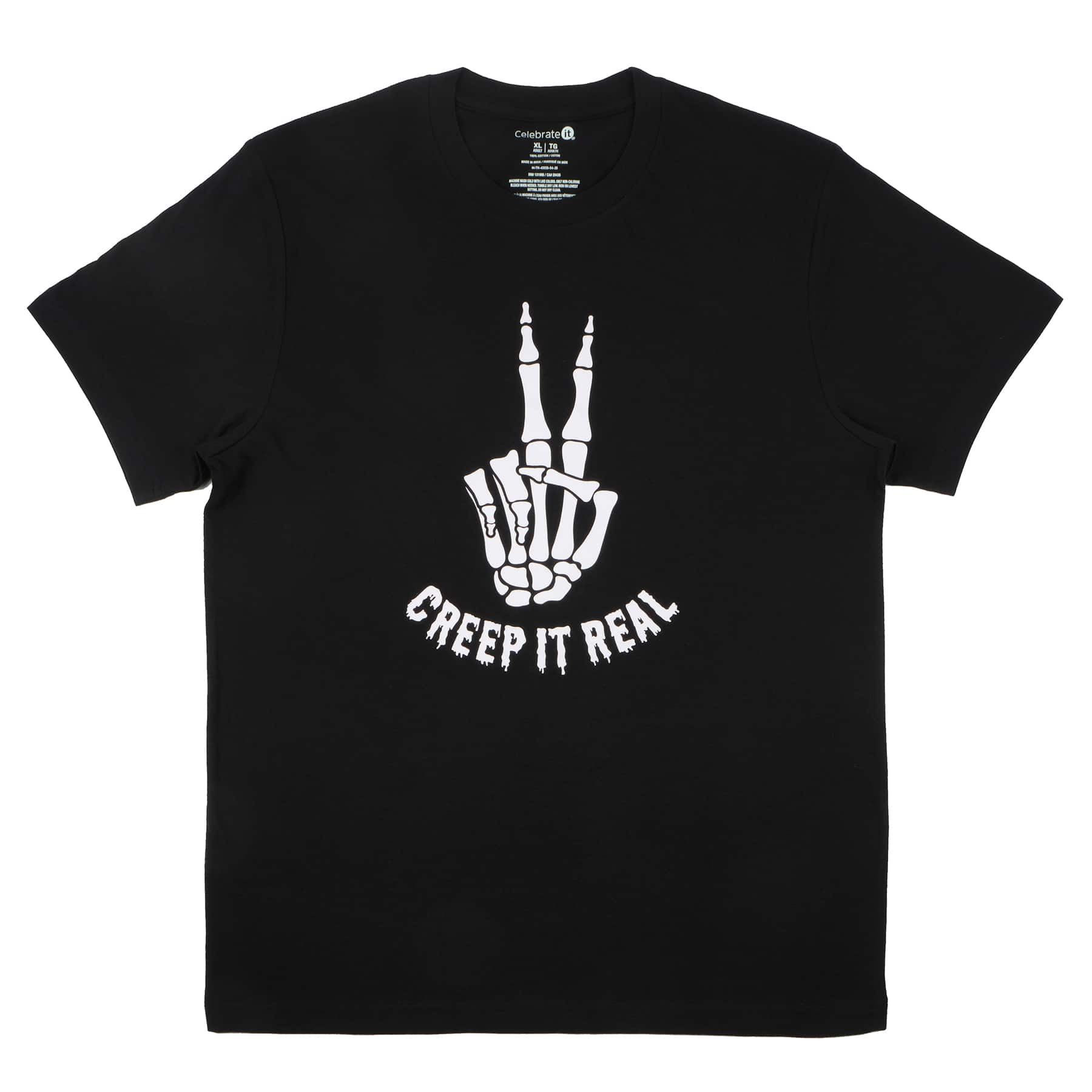 Black Creep It Real Adult Crew Neck T-Shirt by Celebrate It&#x2122;
