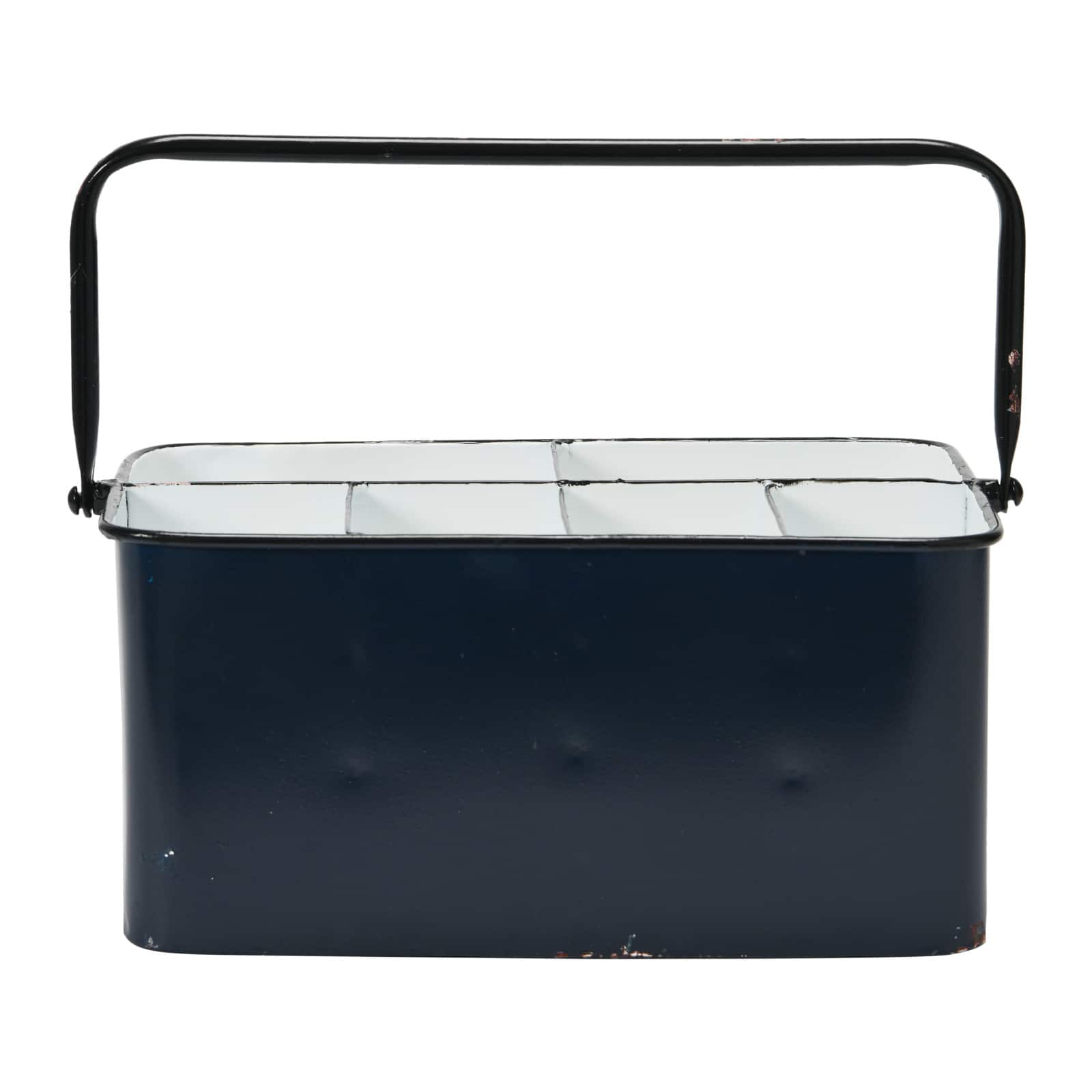 6-Compartment Metal Caddy with Handle