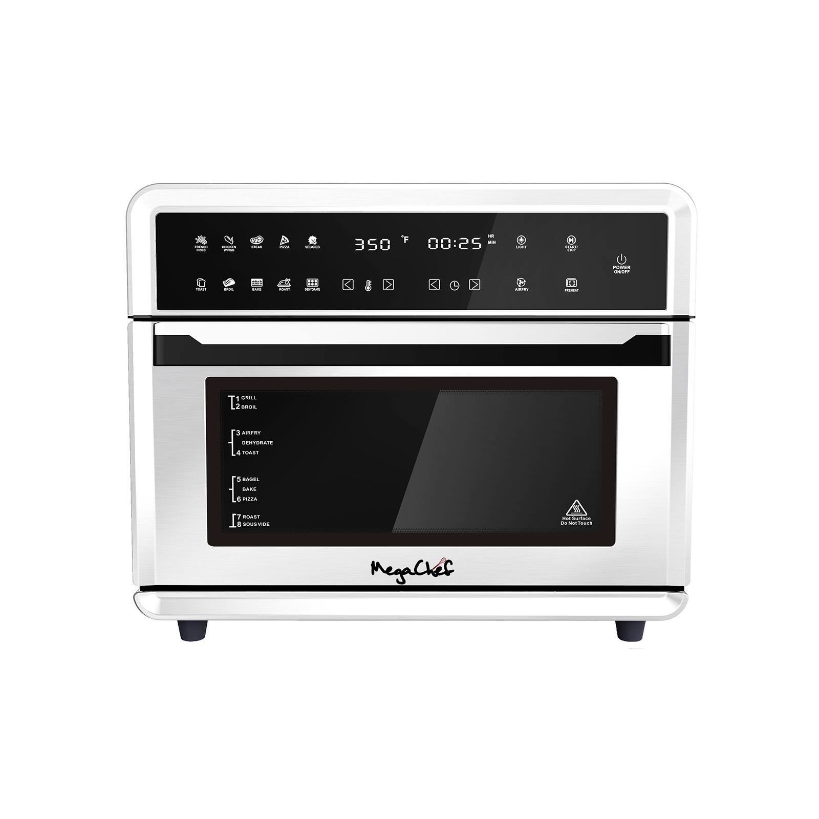 MegaChef White 10 in 1 Electronic Multifunction 360 Degree Hot Air Technology Countertop Oven