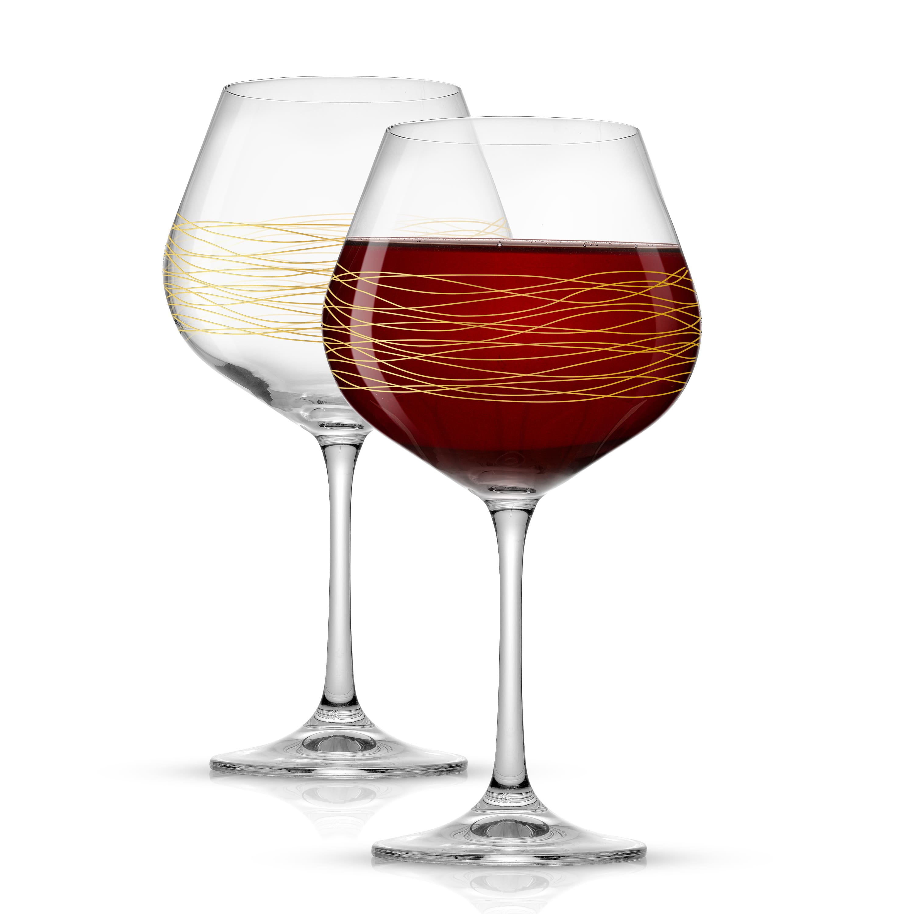 JoyJolt&#xAE; Golden Royale 21oz. Crystal Round Red Wine Goblets, 2ct.