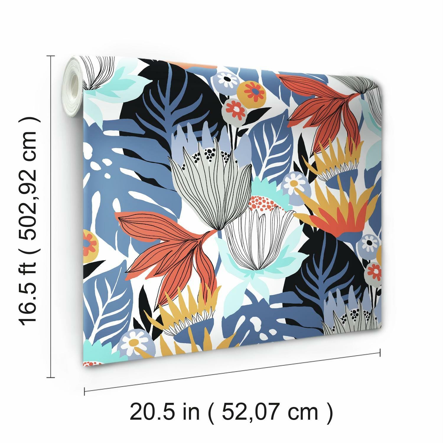 RoomMates Retro Tropical Leaves Peel & Stick Wallpaper