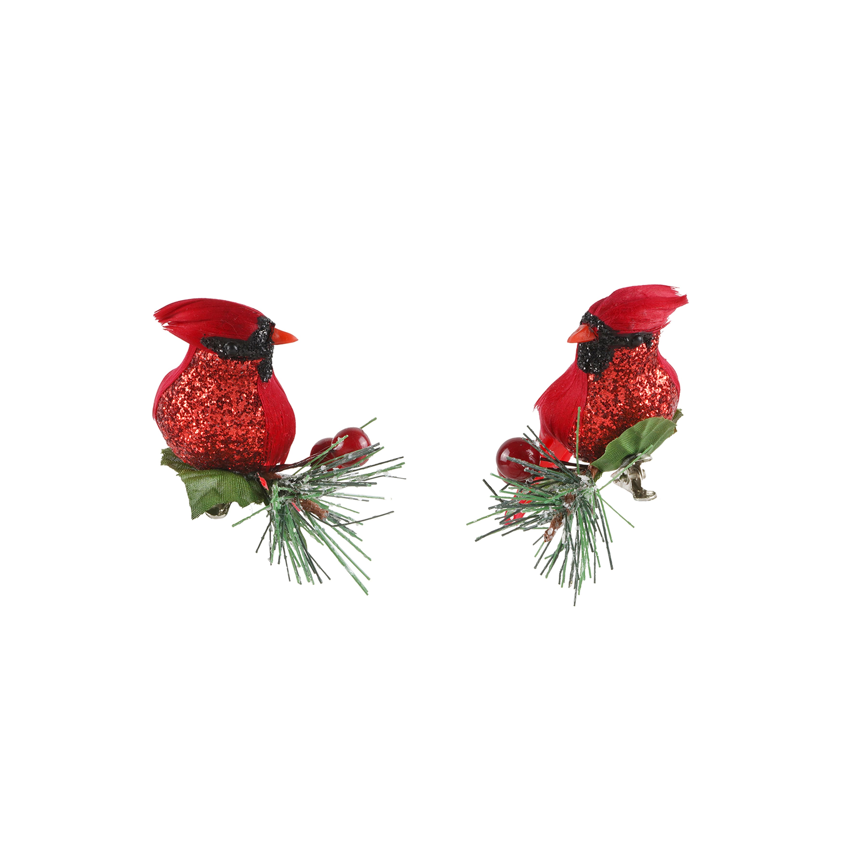 5&#x22; Cardinal Accent Clips with Pine &#x26; Berry Sprig, 2ct.by Ashland&#xAE; 