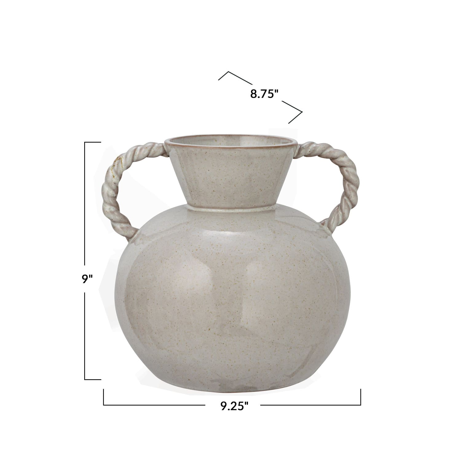 Hello Honey&#xAE; 9.25&#x22; Cream Reactive Glaze Stoneware Vase with Twisted Handle