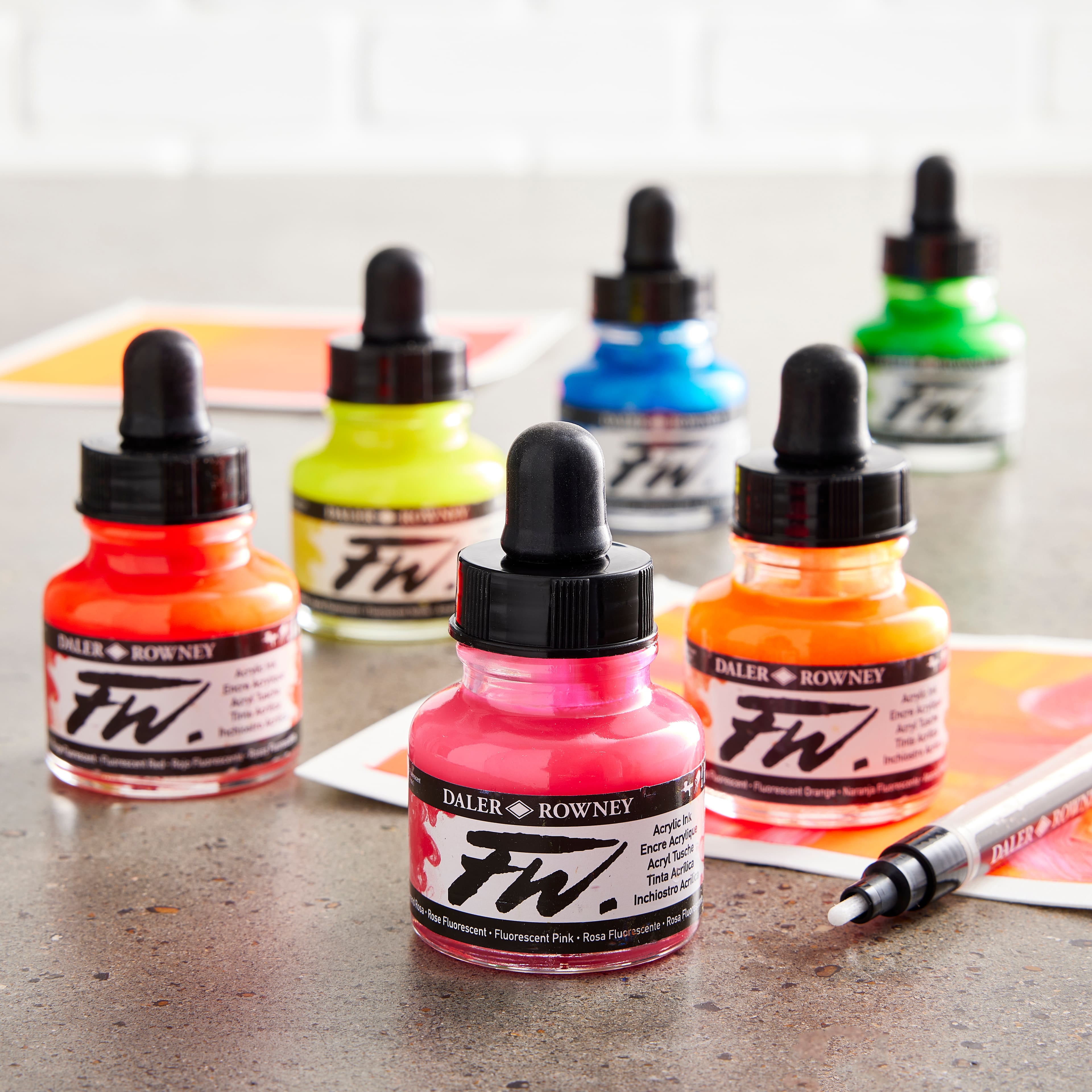 Daler-Rowney&#xAE; FW Neon Acrylic Ink Set