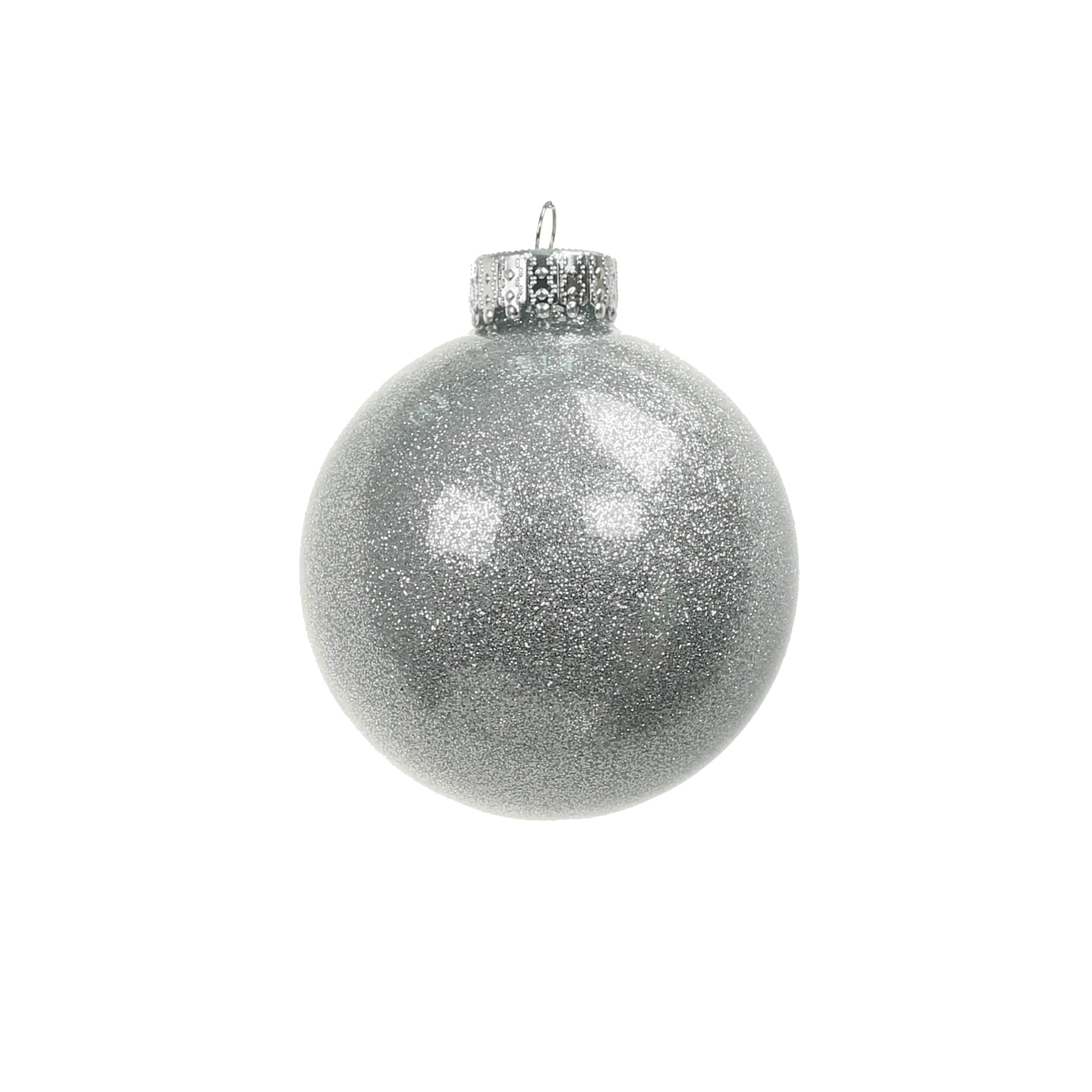 6 Pack 2.5&#x22; Silver Glitter Glass Ball Ornaments by Ashland&#xAE;