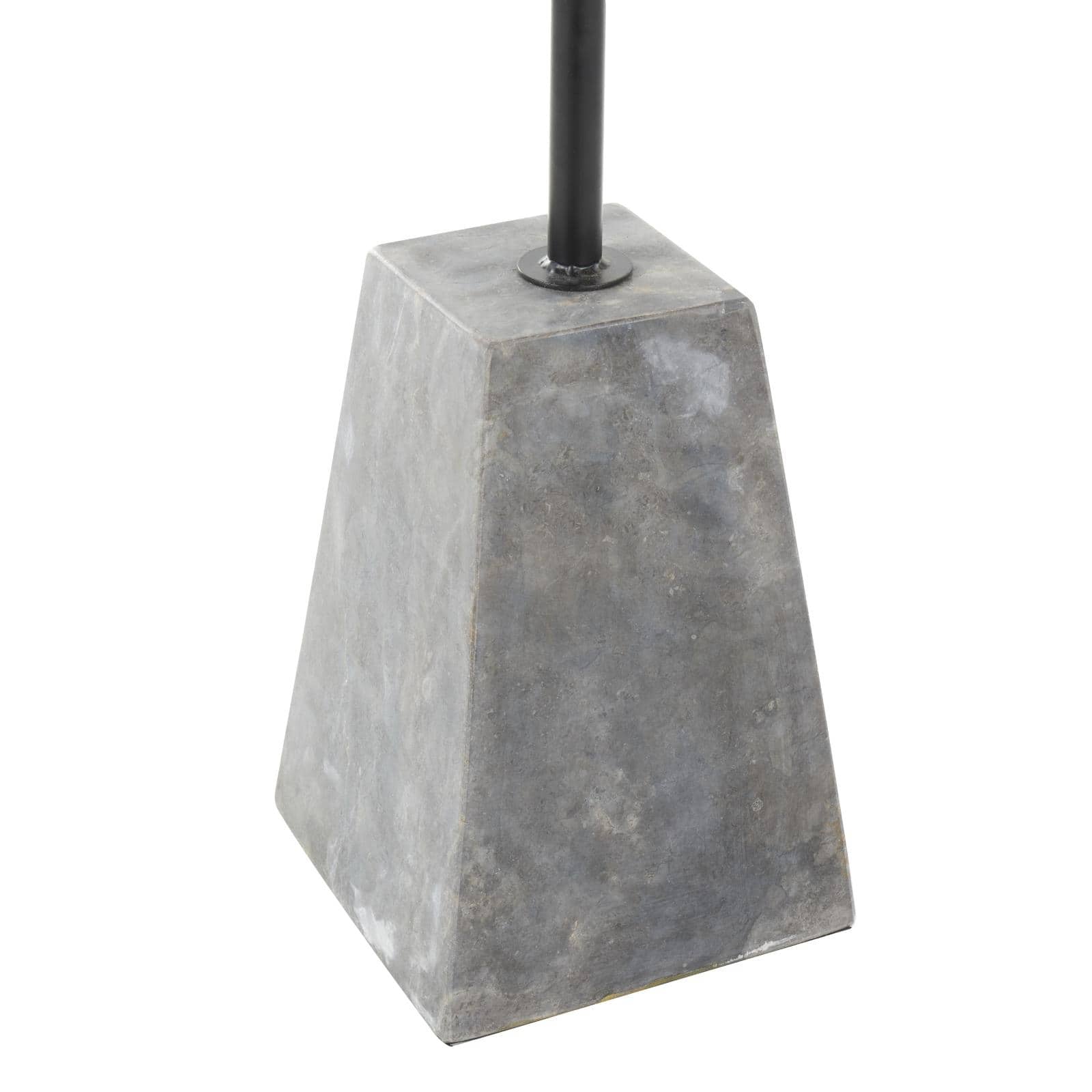 22.5" Black & Gray Wood Accent Table with Marble Pyramid Base