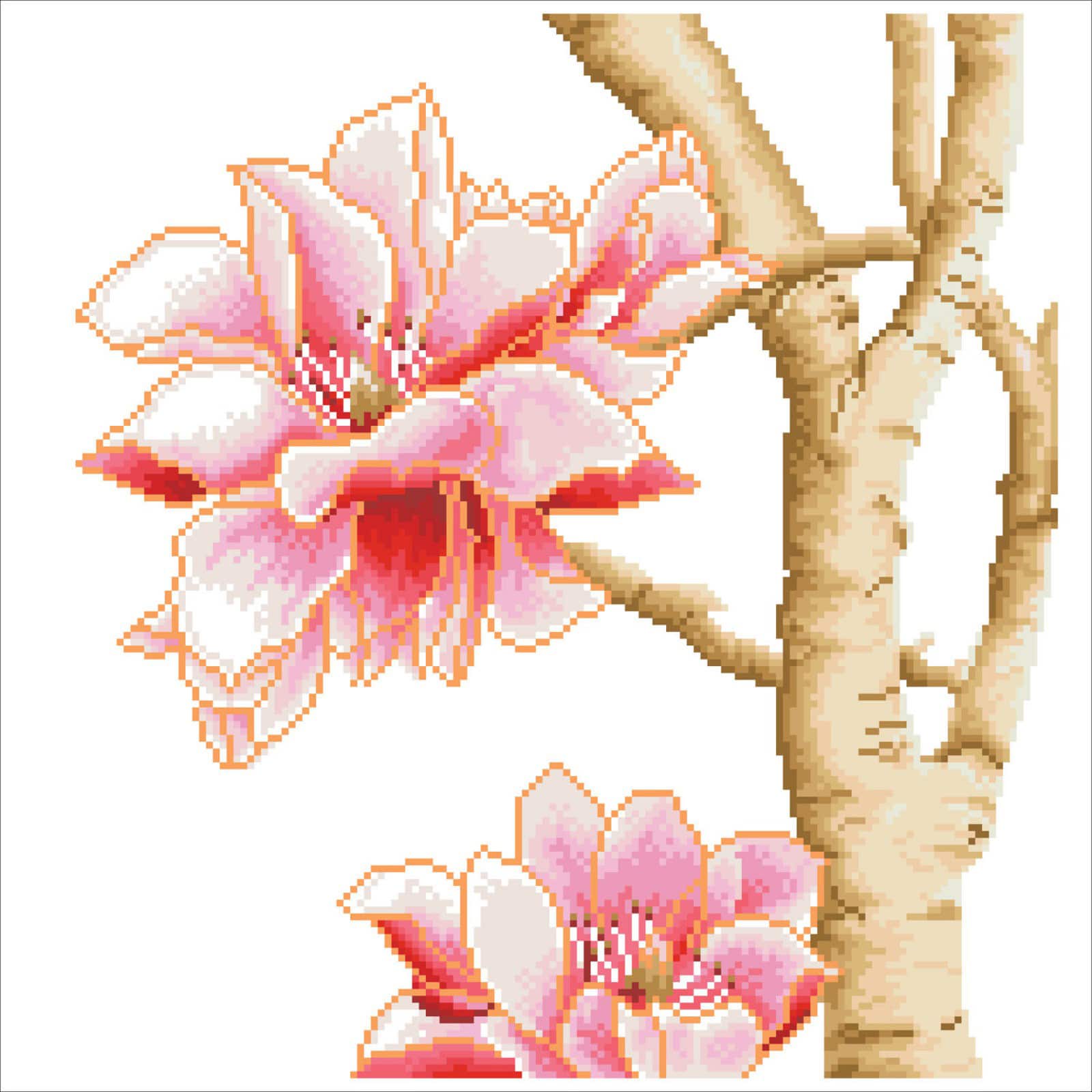 Diamond Dotz® Intermediate Magnolias On Blue 2 Diamond Painting Kit