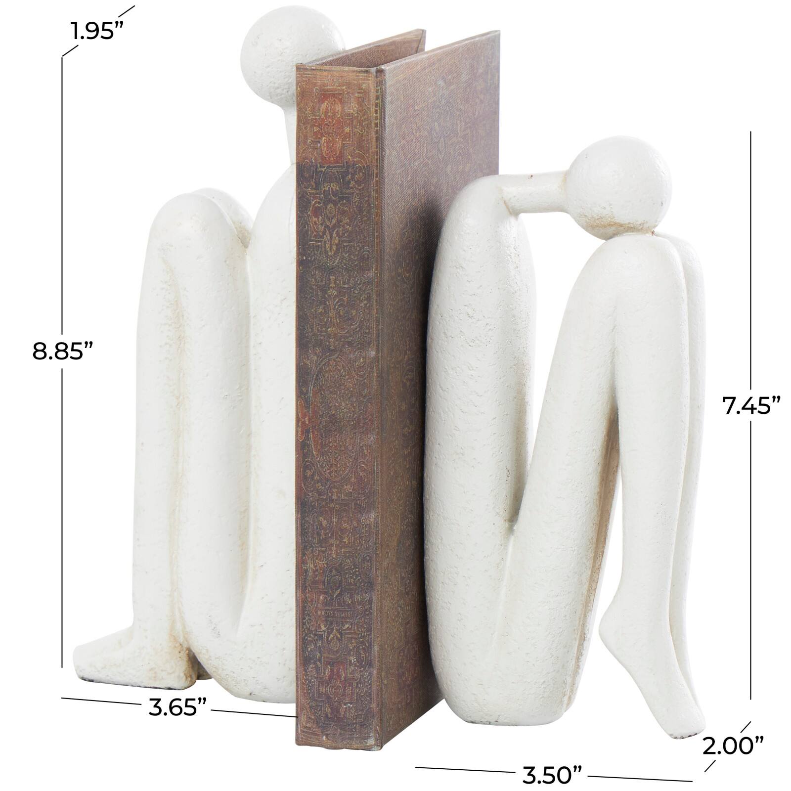 The Novogratz 9&#x22; White Polystone People Bookends Set