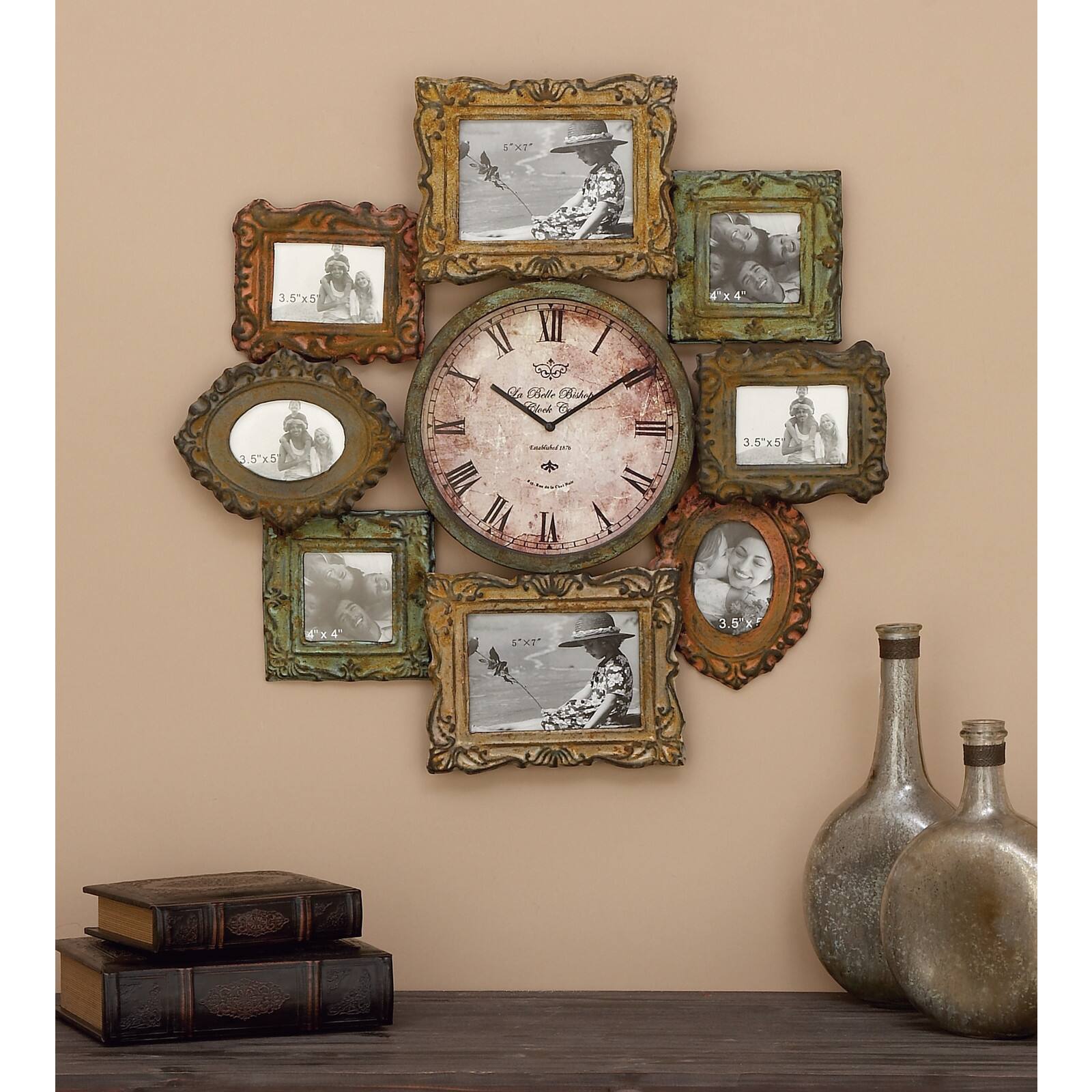 25" Multicolored Metal Frames Wall Clock