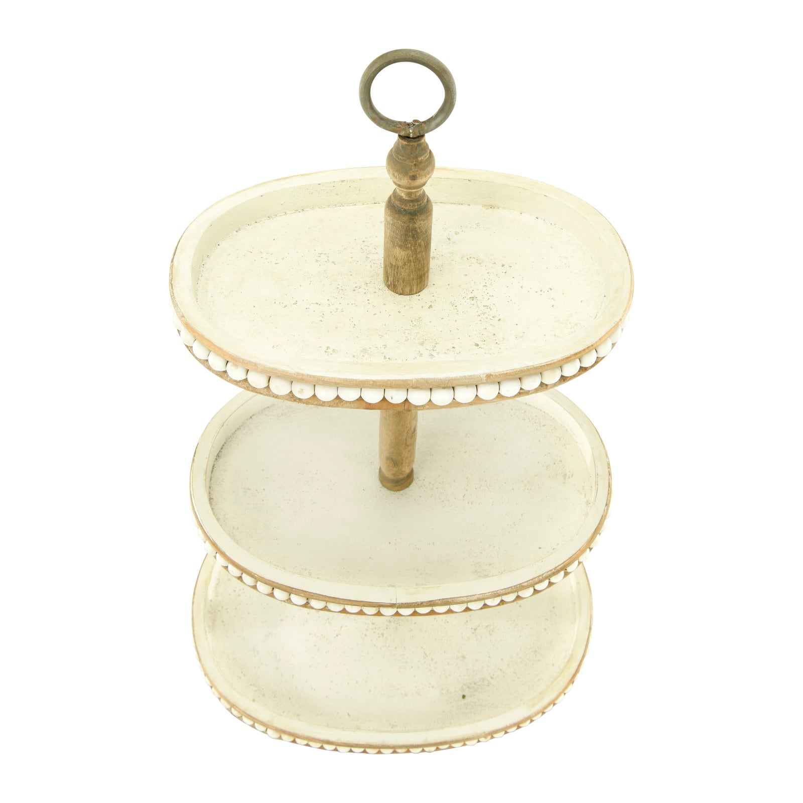 Hello Honey® 30.5" Decorative Oval 3-Tier Wood Tray with Handle