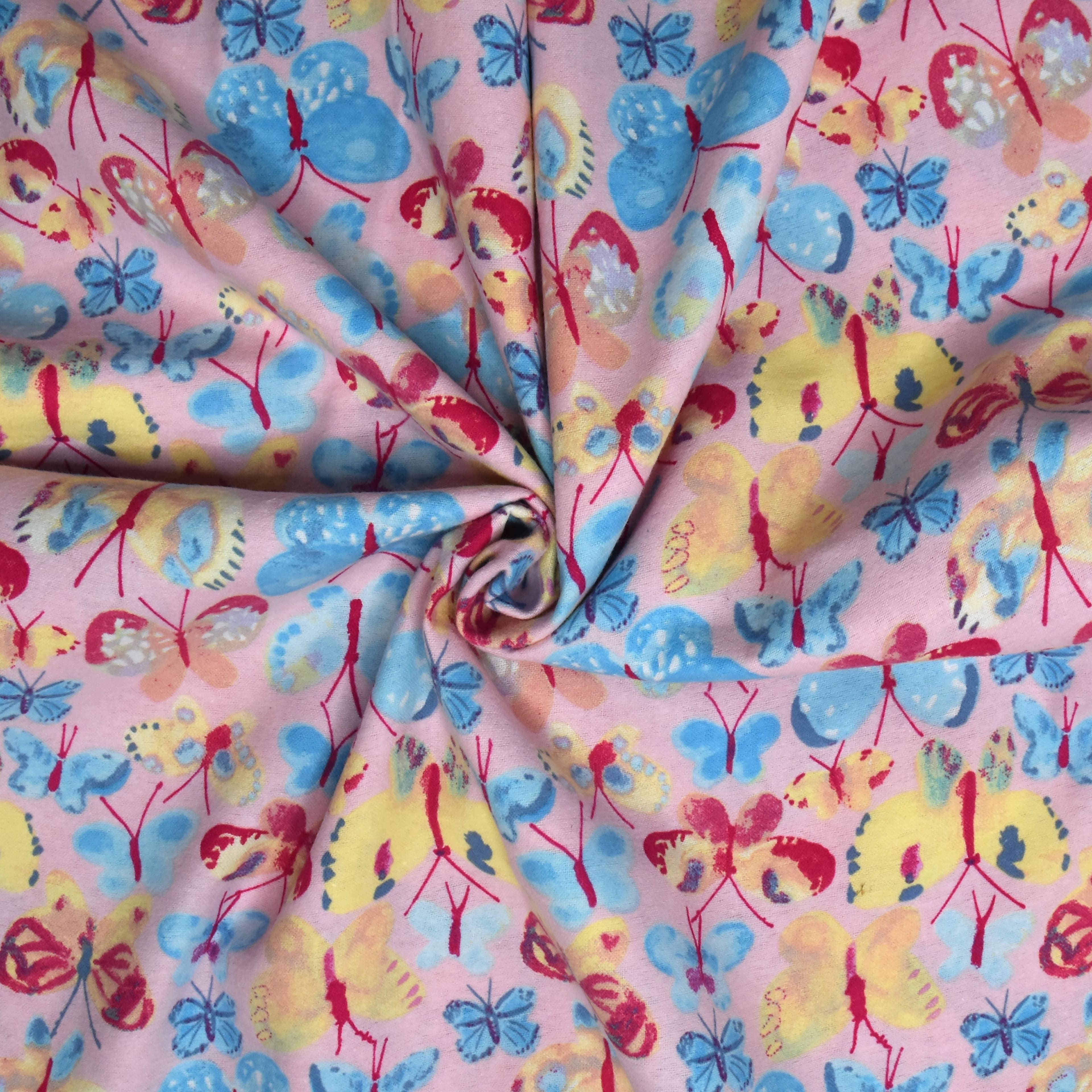 Feldman Pink Butterflies Cotton Flannel