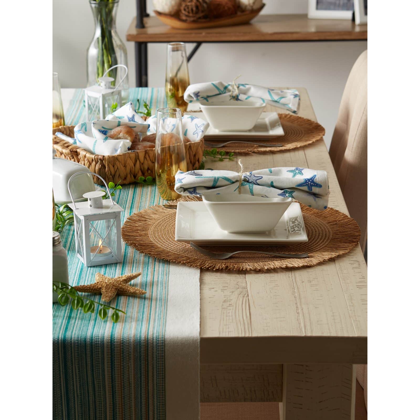 DII® 15" Round Natural Fringe Woven Placemat Set, 6ct.