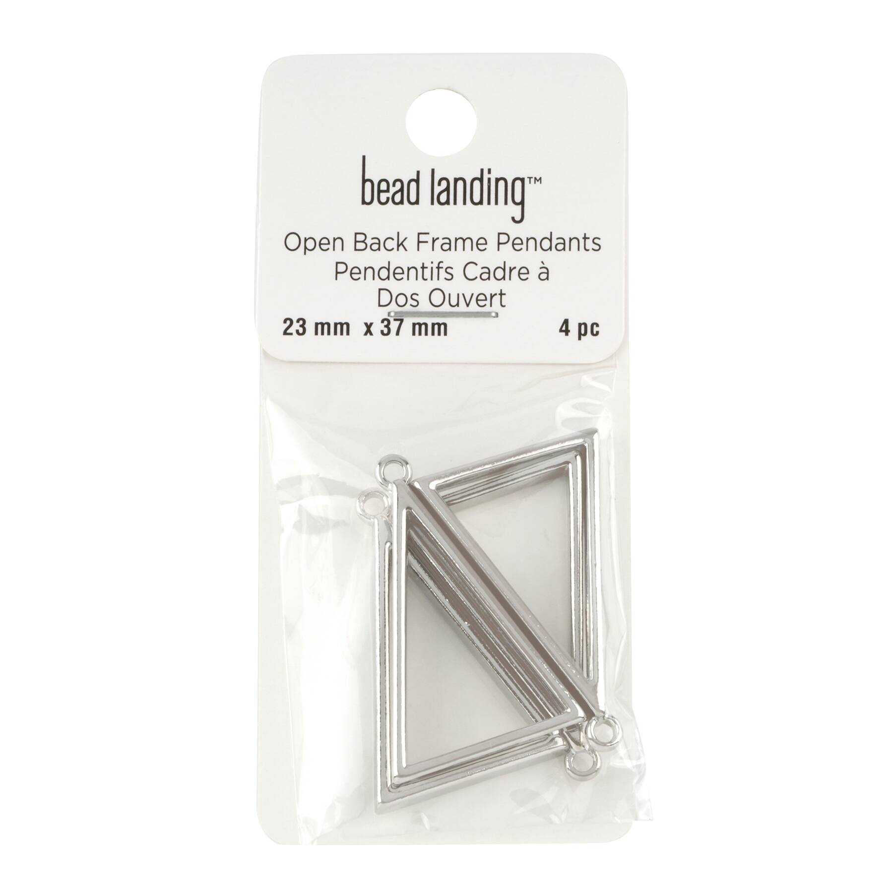 Rhodium Open Back Frame Triangle Pendants, 4ct. by Bead Landing&#x2122;