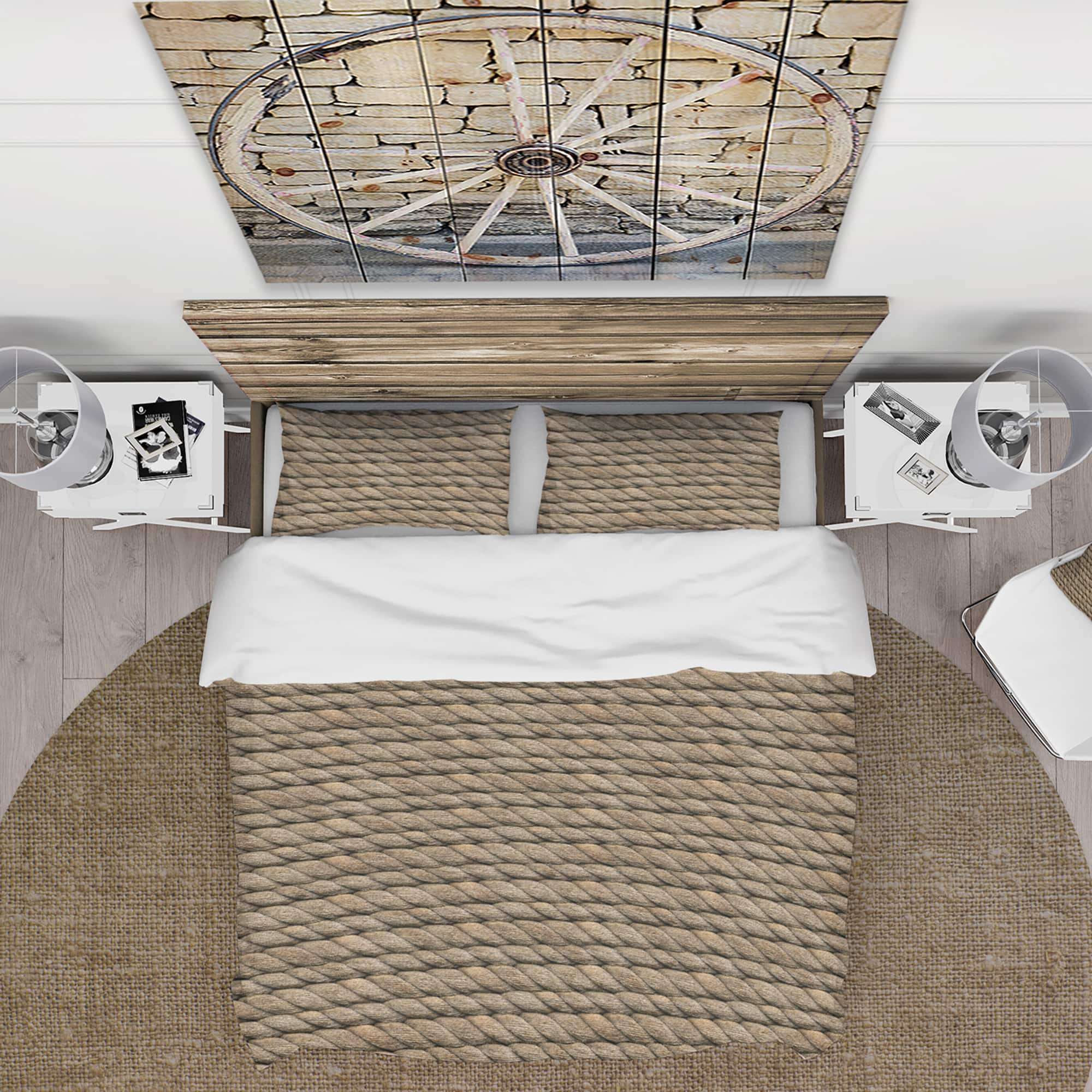 Designart &#x27;Hemp Rope&#x27; Farmhouse Bedding Set - Duvet Cover &#x26; Shams