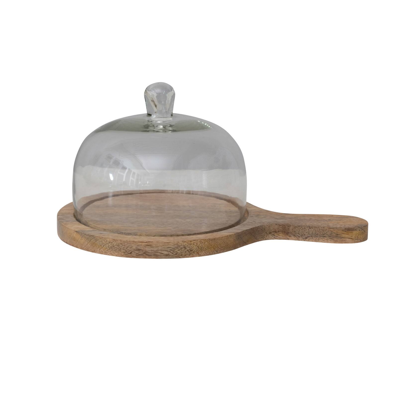 Hello Honey&#xAE; Mango Wood Serving Tray with Glass Cloche Set