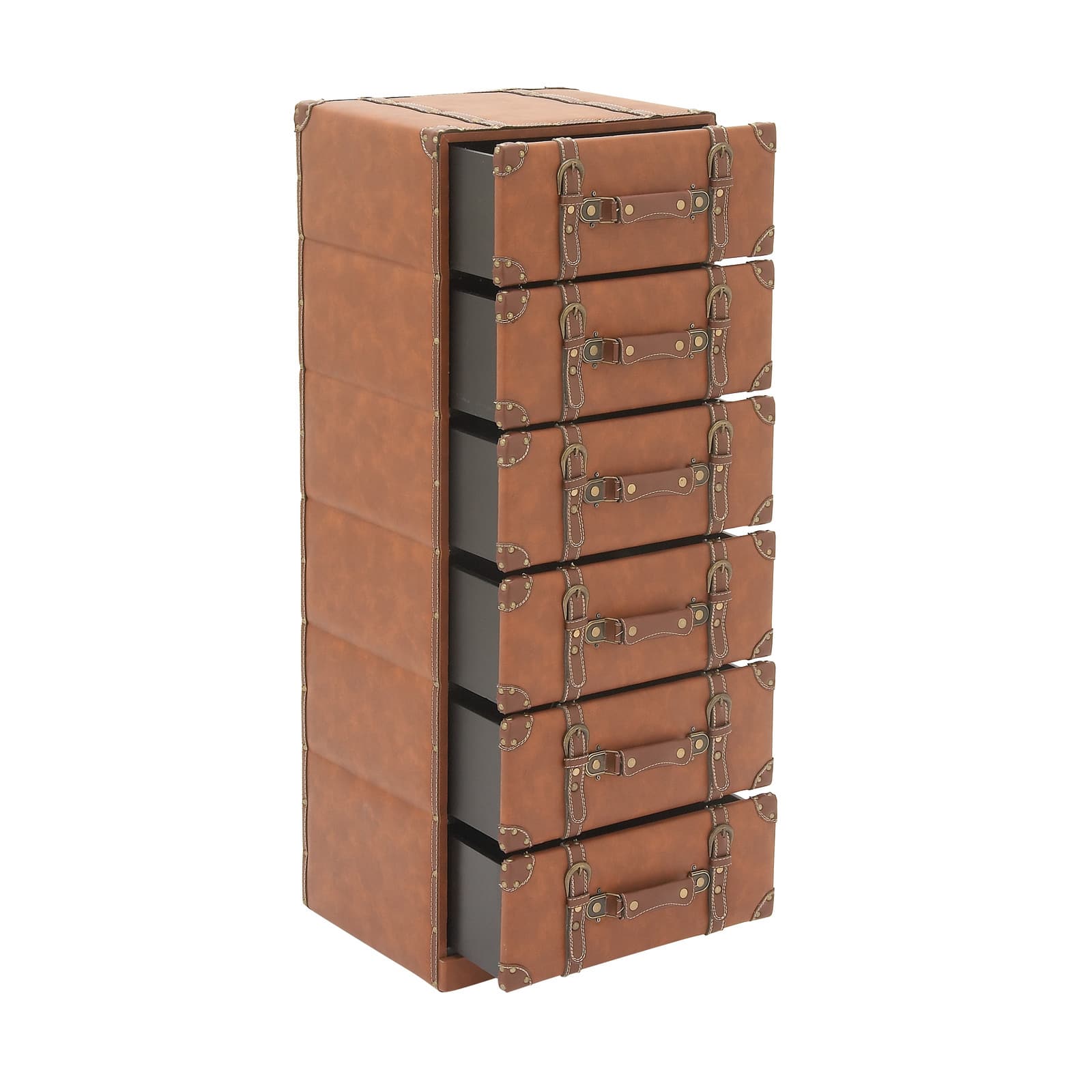 42" Tan Faux Leather Traditional Chest