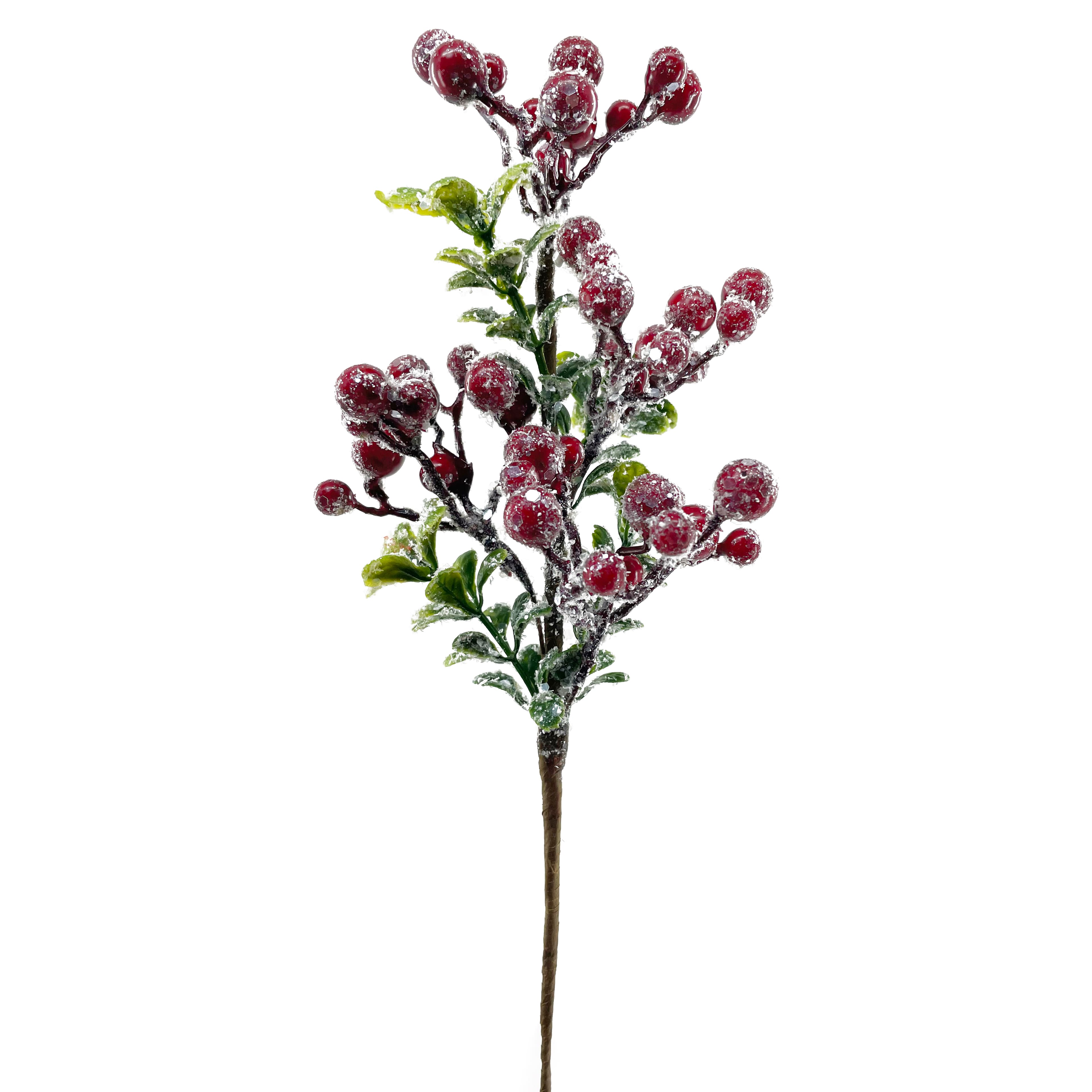 11&#x22; Snowy Red Berry &#x26; Leaf Pick by Ashland&#xAE;