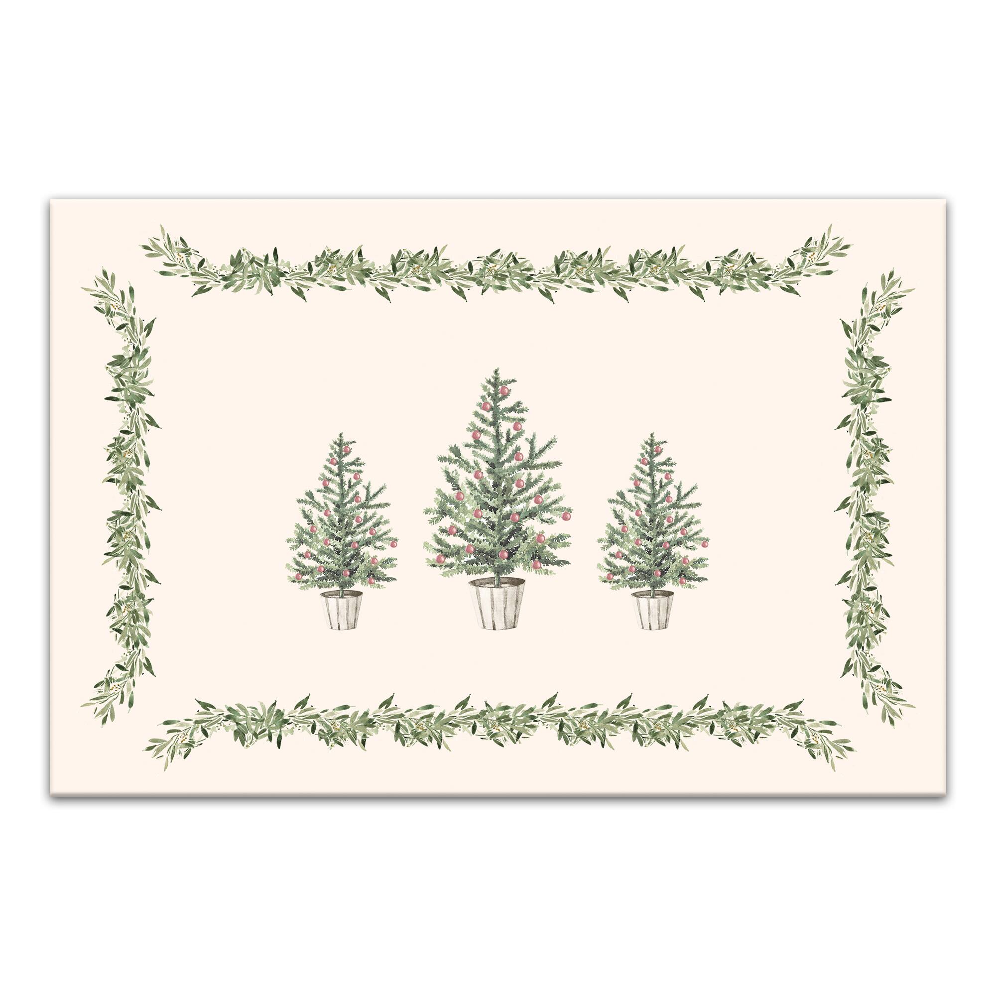 Garlan Border Christmas Tree Canvas Wall Art