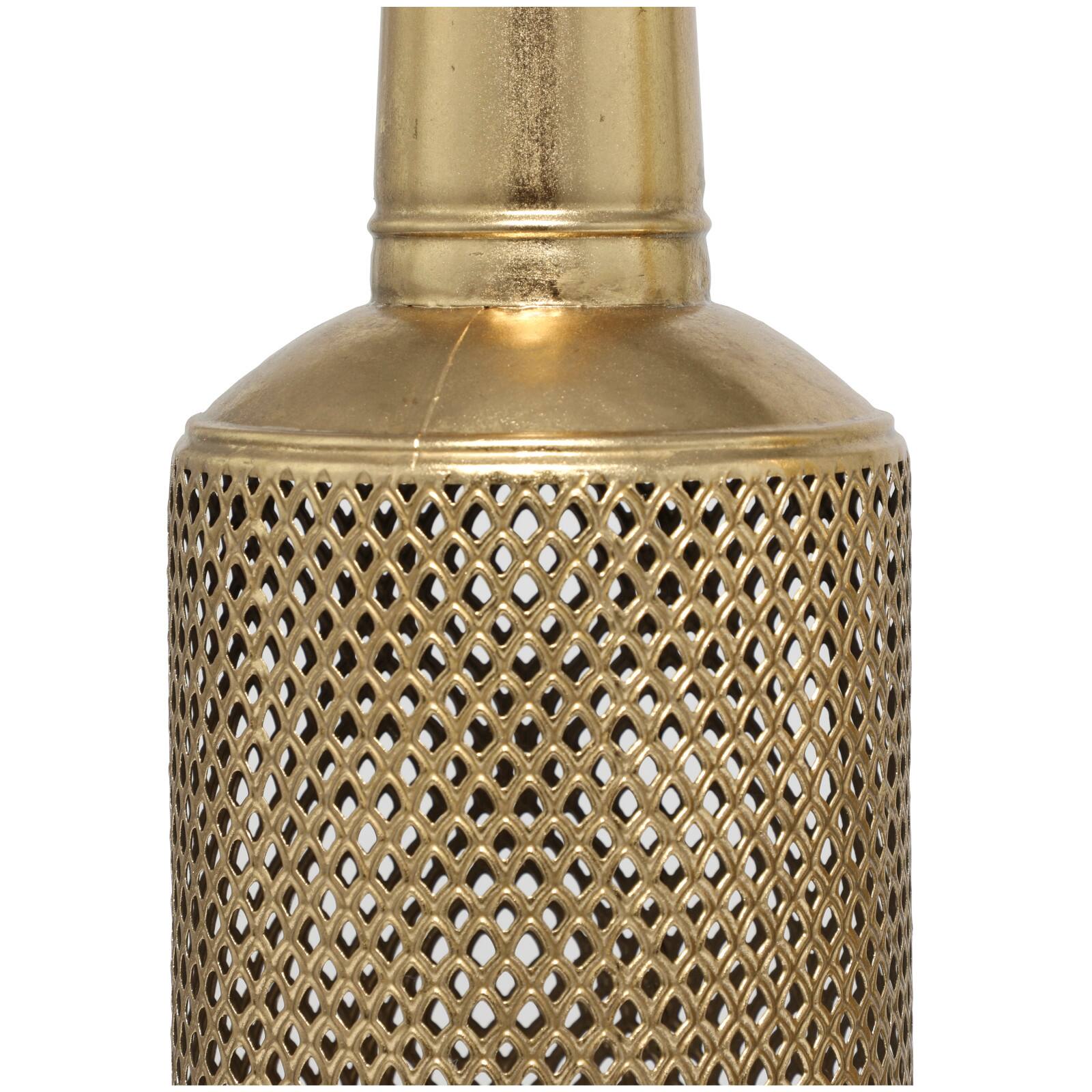 Gold Metal Diamond Patterned Vase with Open Frame Design Set