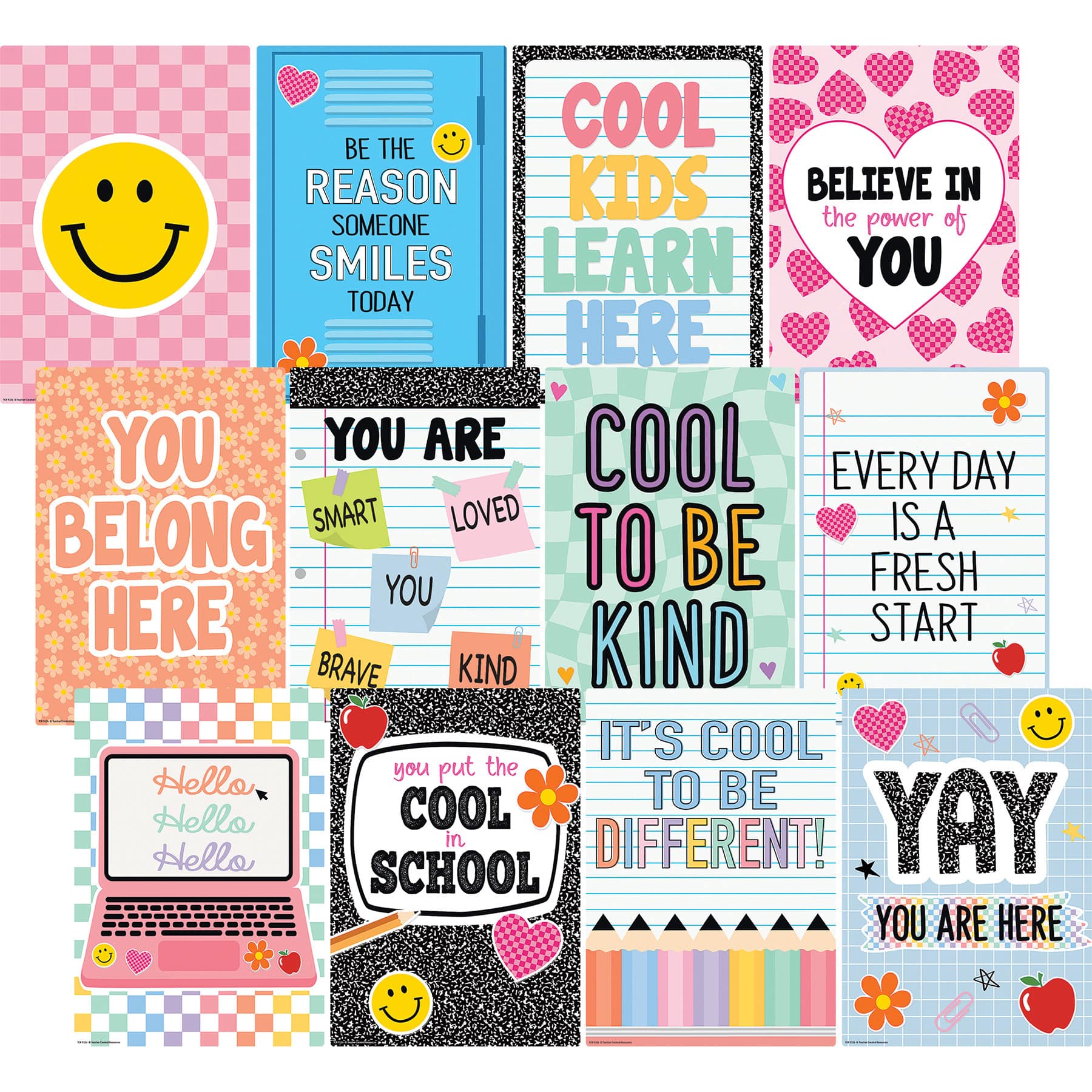 Teacher Created Resources® 11" x 16" Cool for School Positive Sayings Small Poster Set