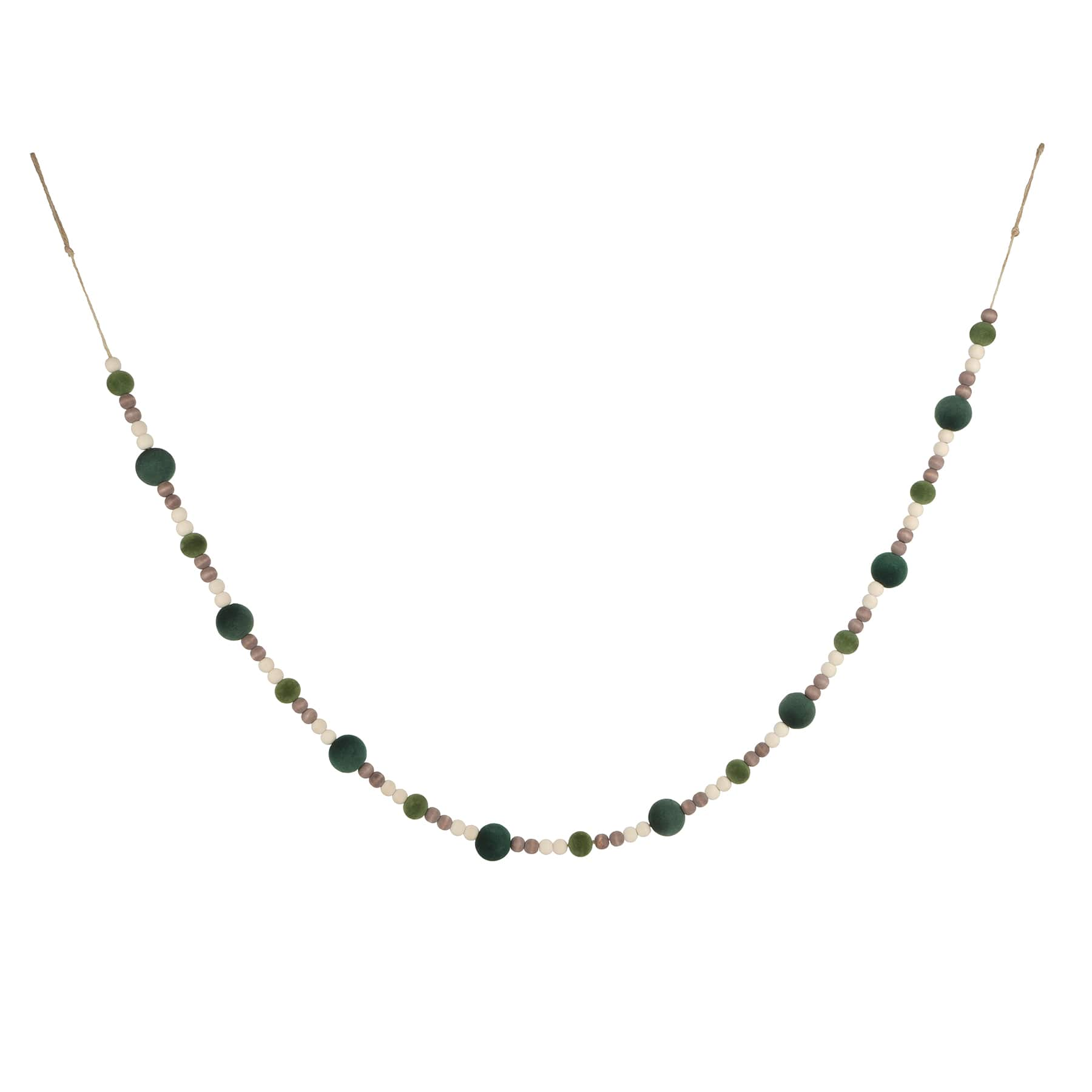 6ft. Green &#x26; Cream Wood Bead Garland by Ashland&#xAE;