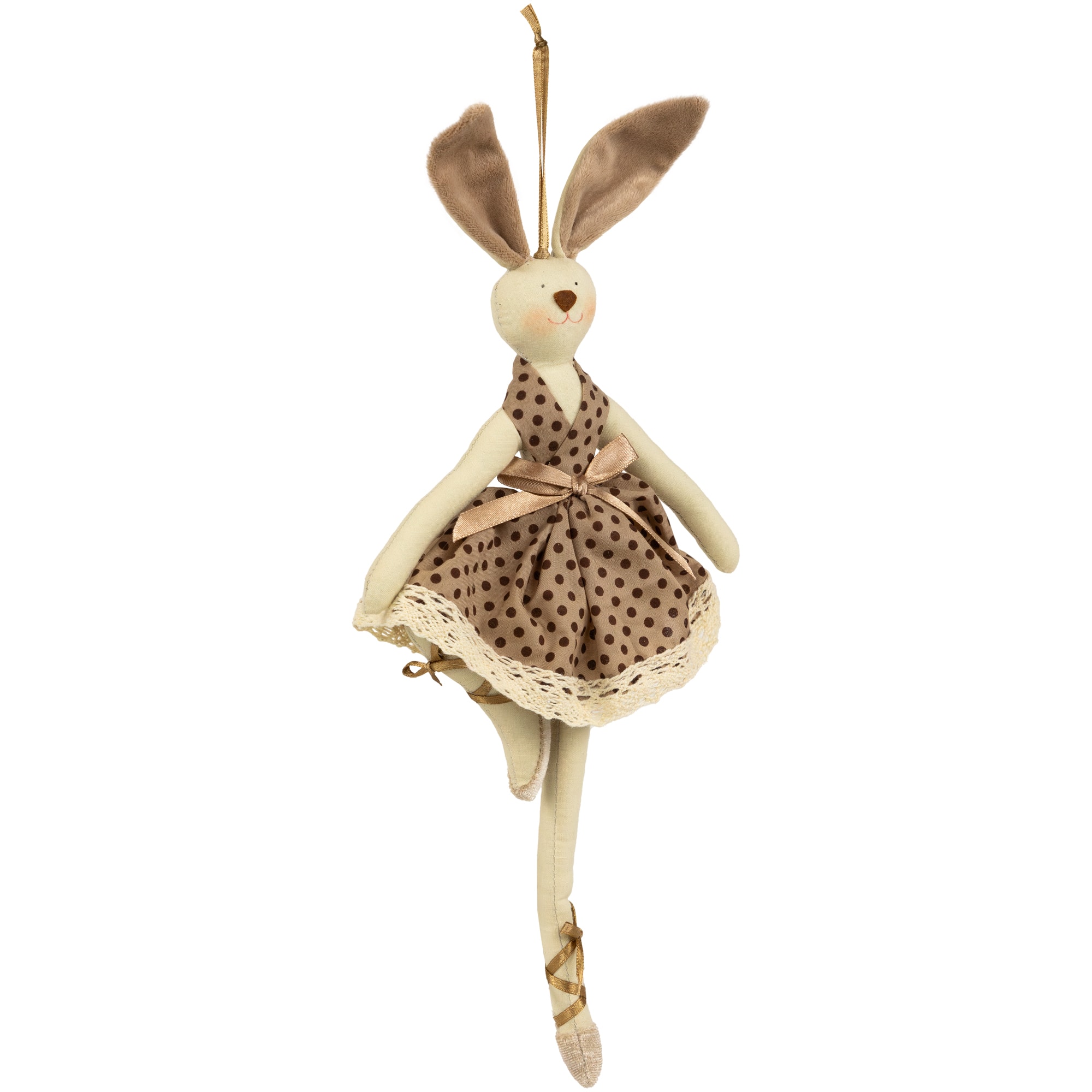 13&#x22; Brown Plush Ballerina Bunny Hanging Easter D&#xE9;cor