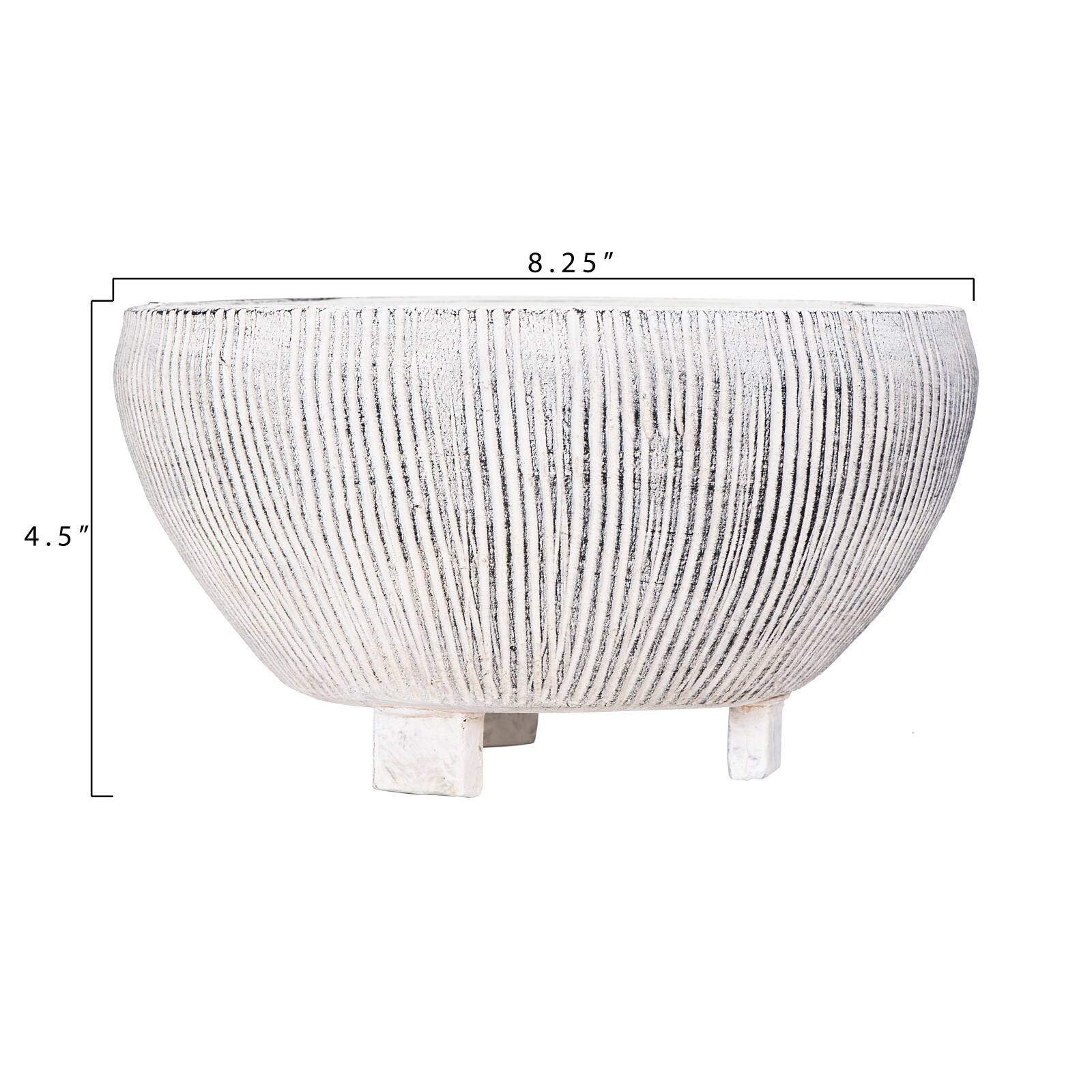 Hello Honey&#xAE; 8.25&#x22; Small Distressed Cream Footed Terracotta Planter