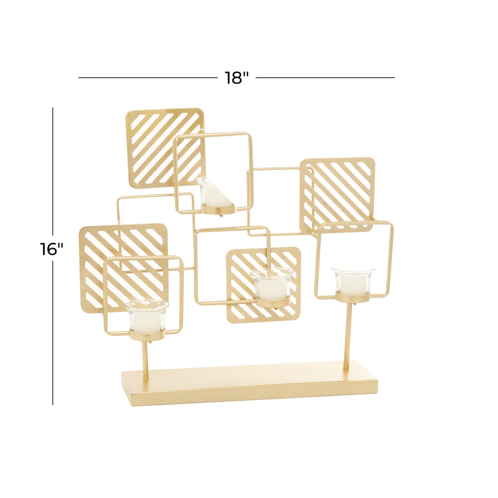 Gold Metal Contemporary Candelabra, 16&#x22; x 18&#x22; x 5&#x22;