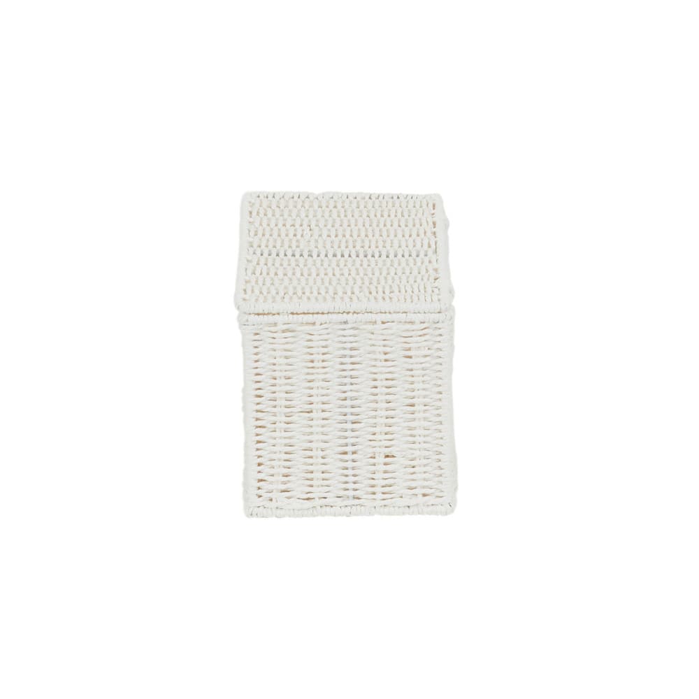 Household Essentials Small White Wicker Basket with Lid