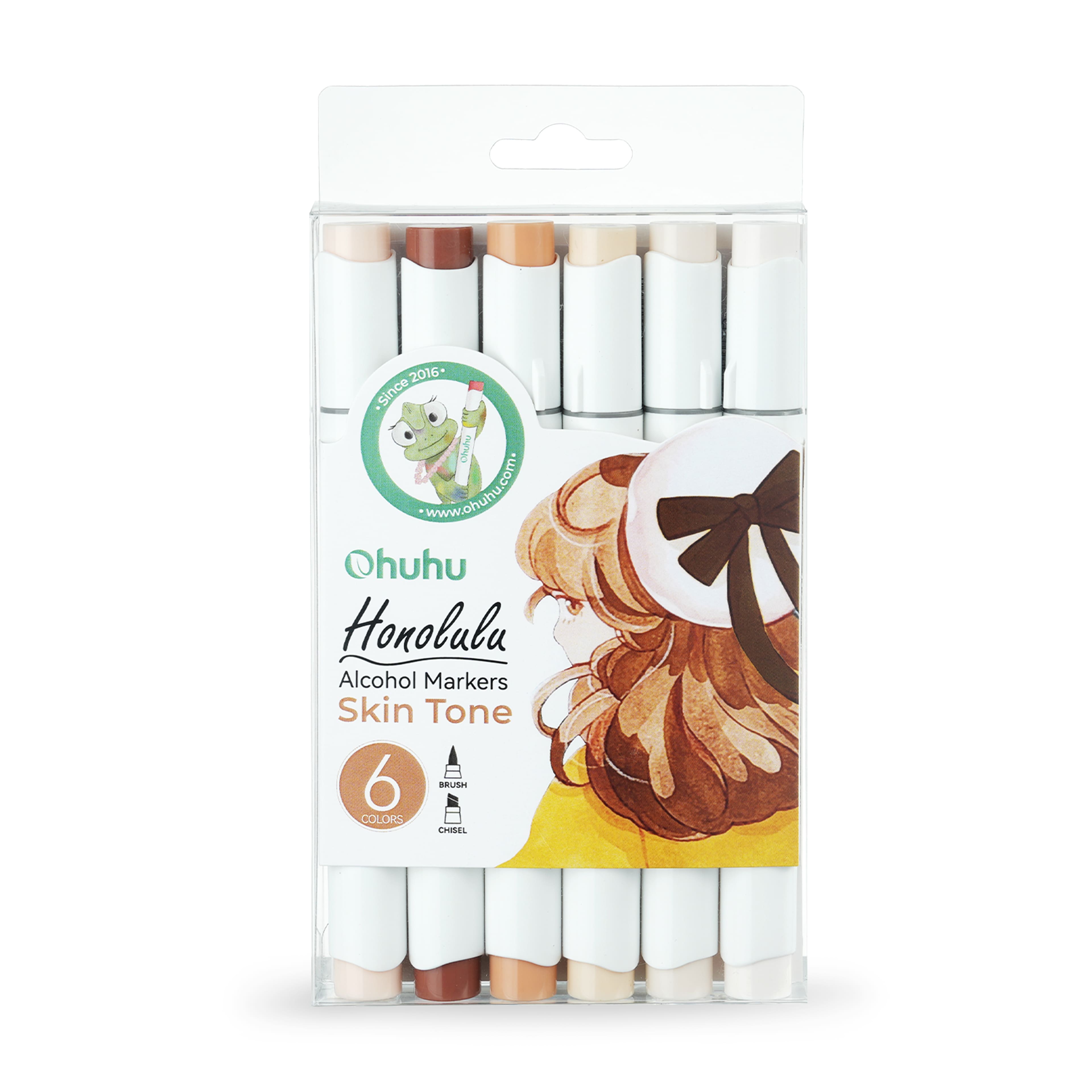 Ohuhu&#xAE; Honolulu Dual Tip Skin Tone Alcohol Markers, 6ct.