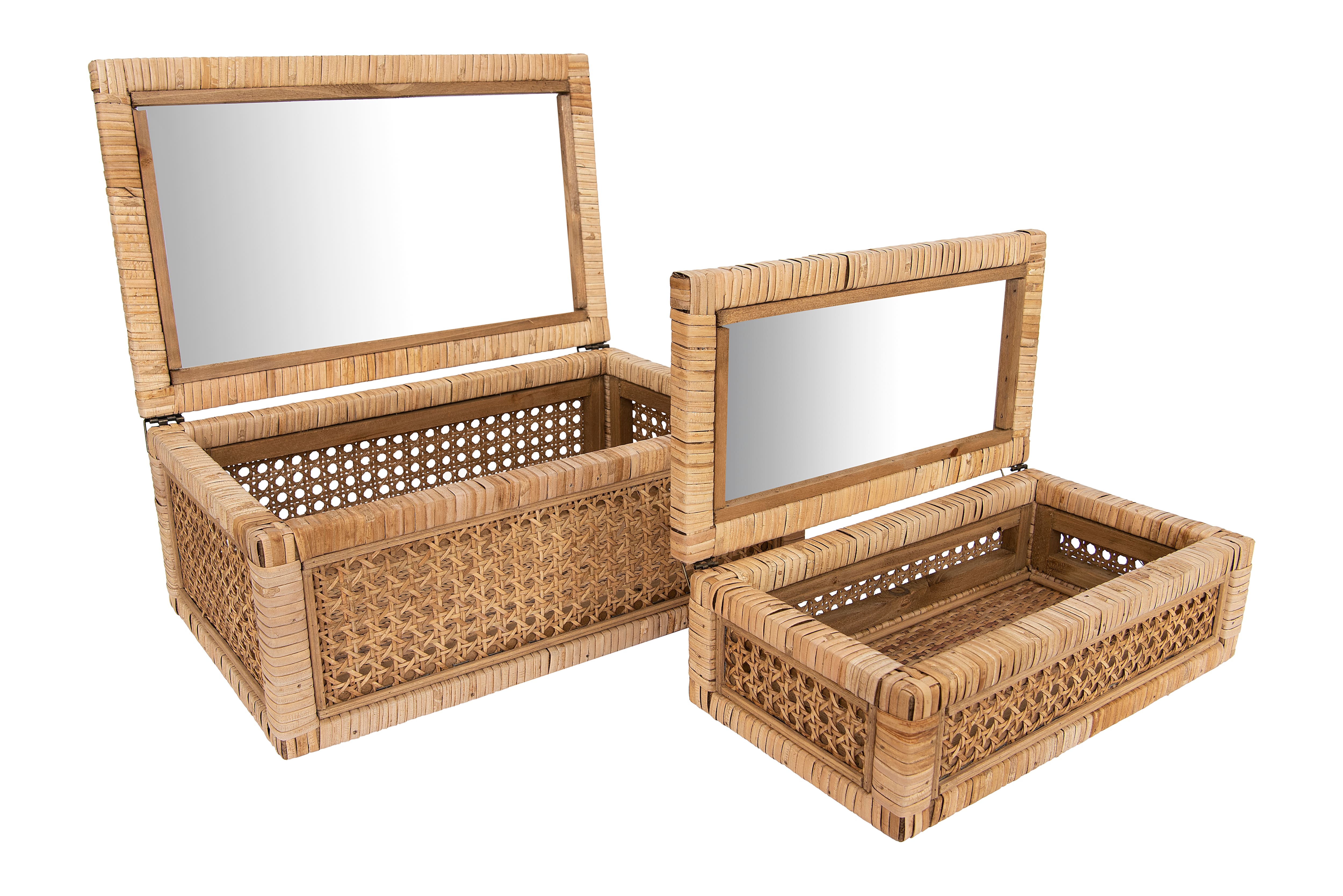 Hello Honey® Cane & Rattan Display Box with Glass Lid Set