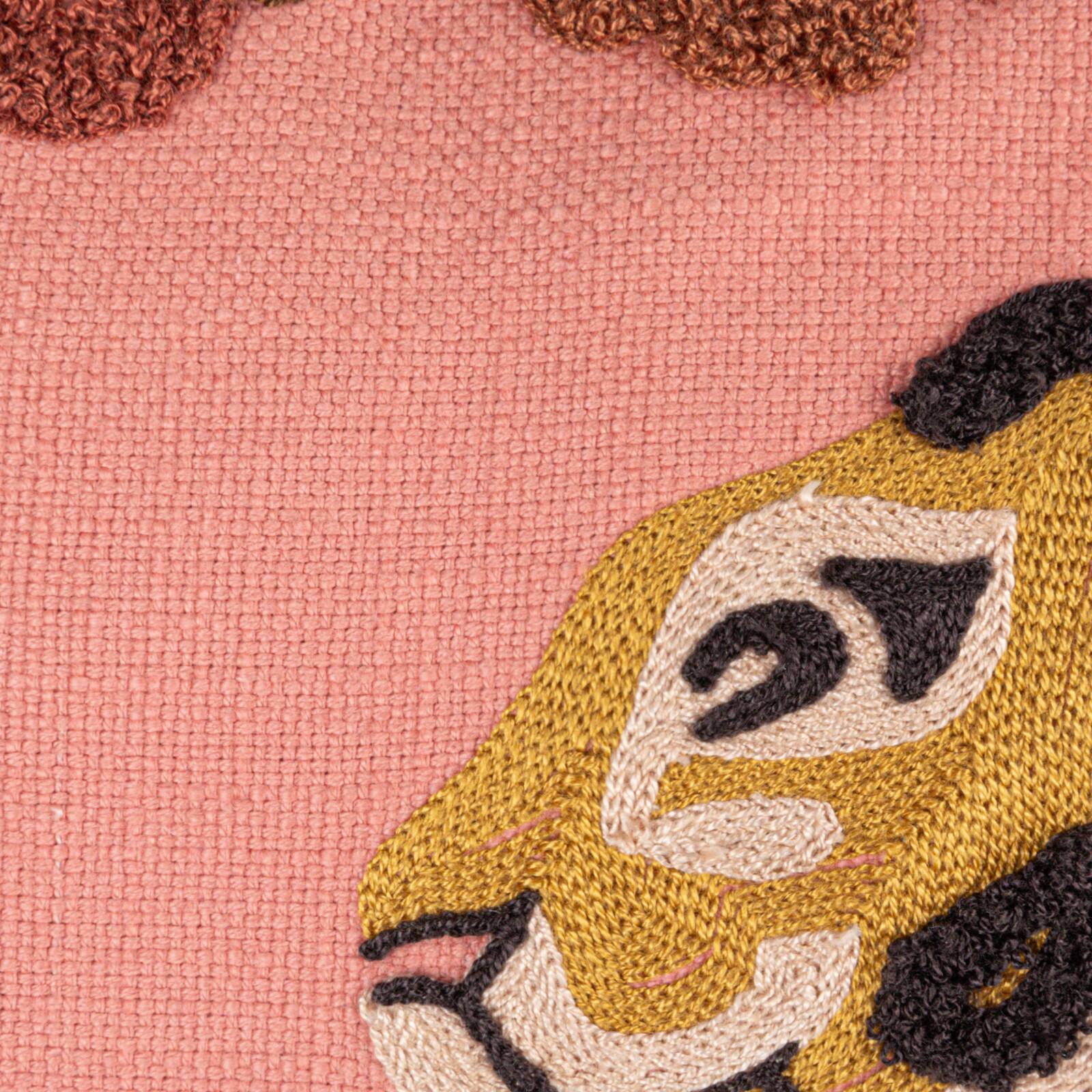Hello Honey&#xAE; 20&#x22; Tiger &#x26; Flowers Embroidered Accent Pillow