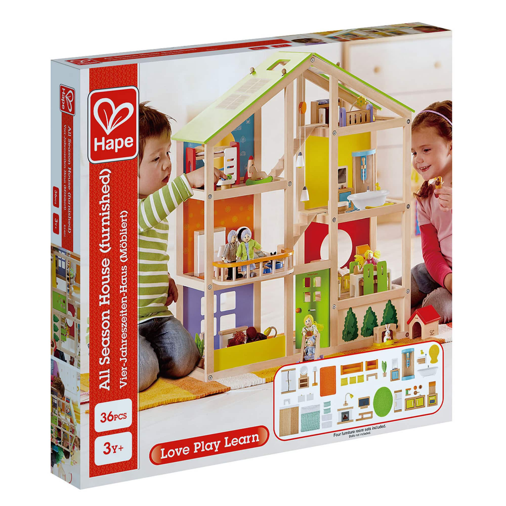 Hape All Seasons Wooden Dollhouse Playset