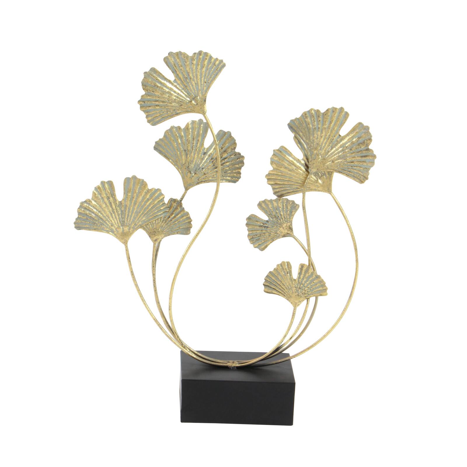 22&#x22; Gold Metal Modern Nature Sculpture