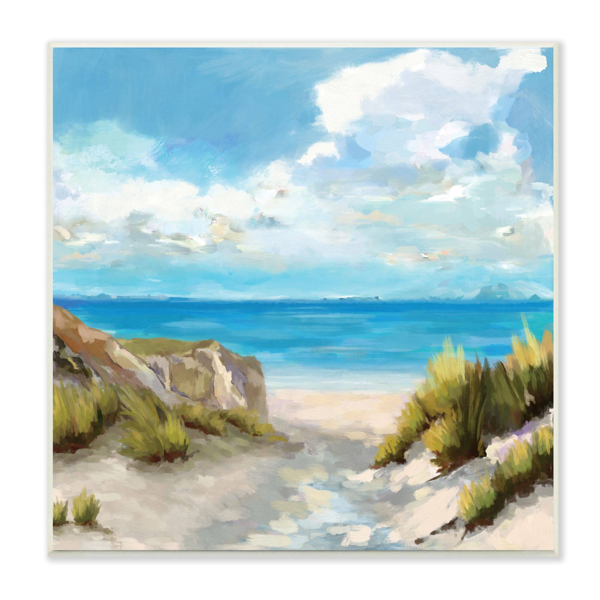 Stupell Industries Coastal Path to Beach Nautical Grass Cloudy Summer Sky,12&#x22; x 12&#x22;