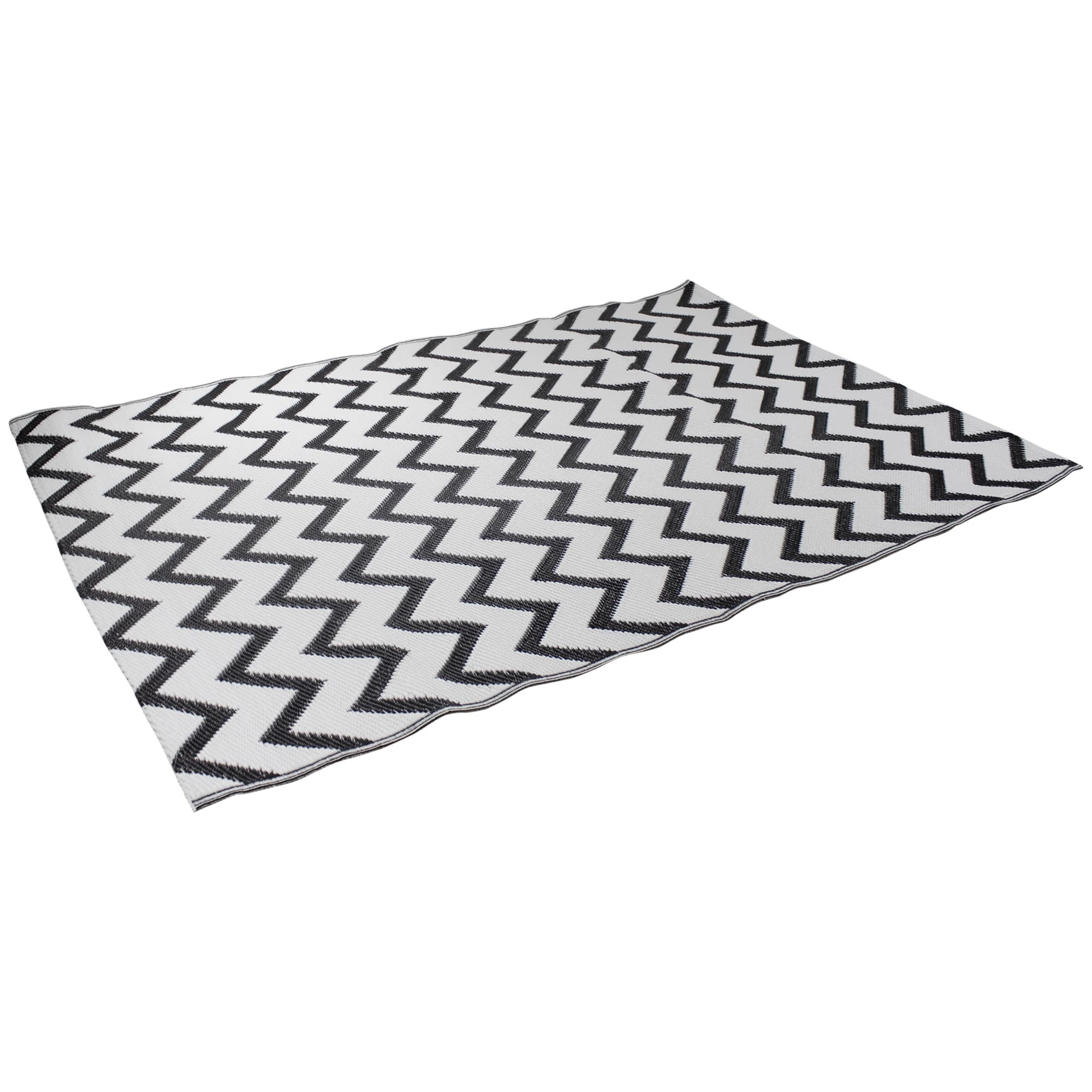 Black &#x26; White Chevron Rectangular Outdoor Area Rug, 4ft. x 6ft.