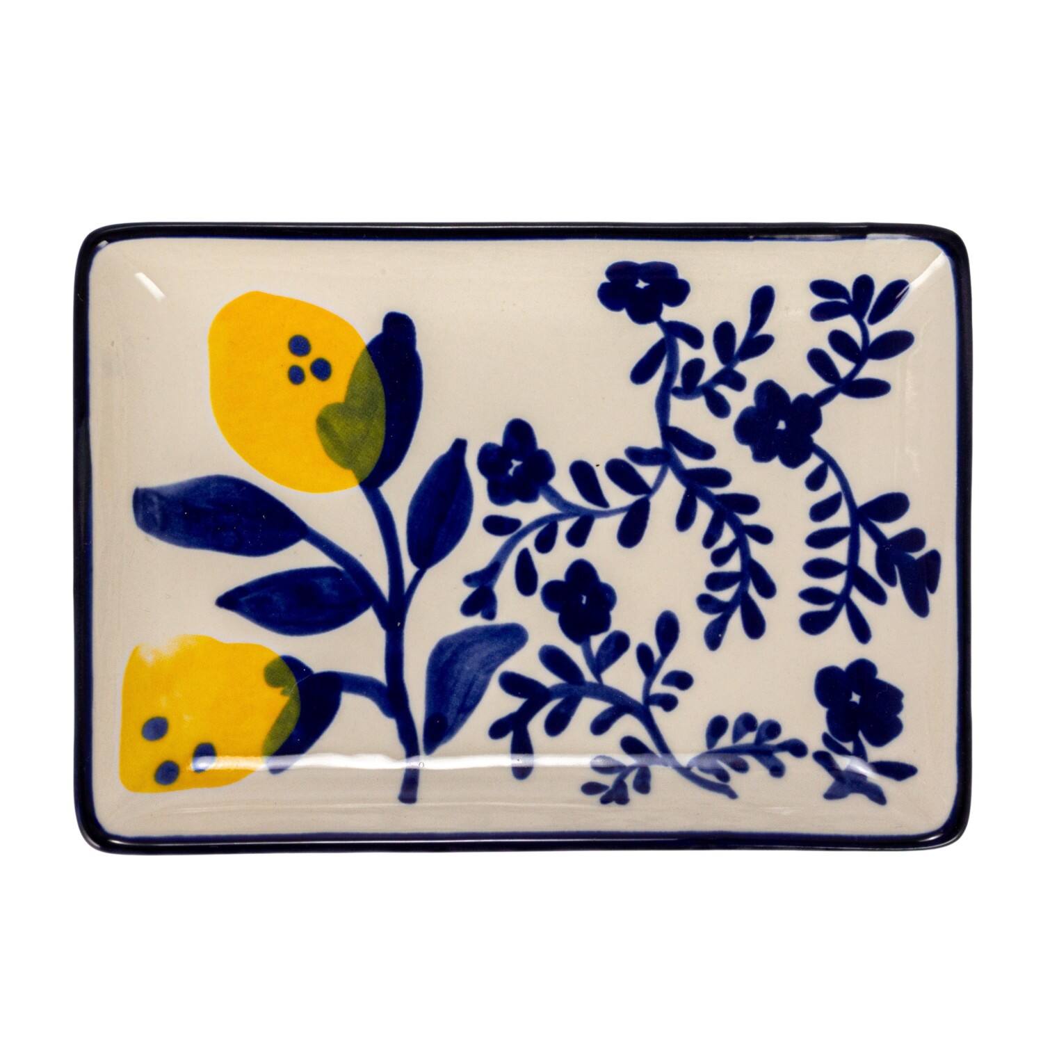 Hello Honey® Blue & Yellow Lemon Stoneware Plate, 12ct.