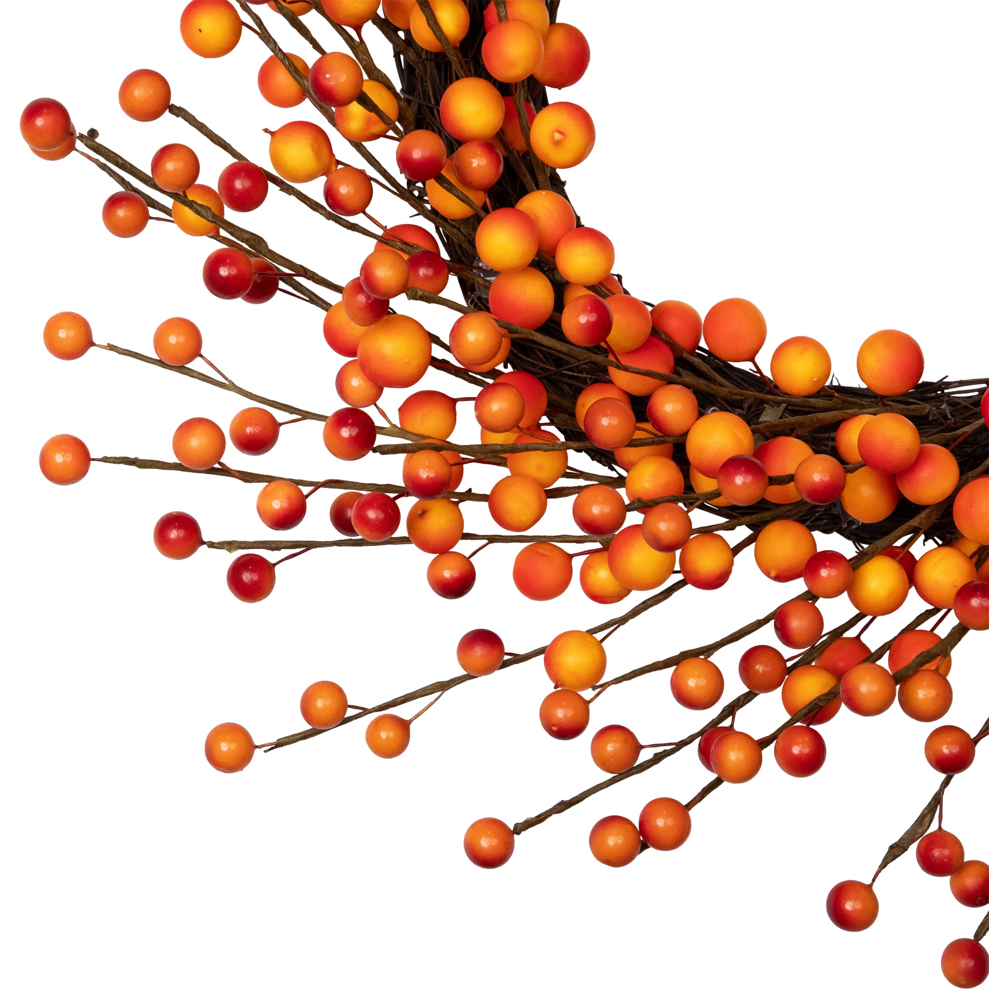 14" Orange & Red Berry Artificial Fall Harvest Twig Wreath