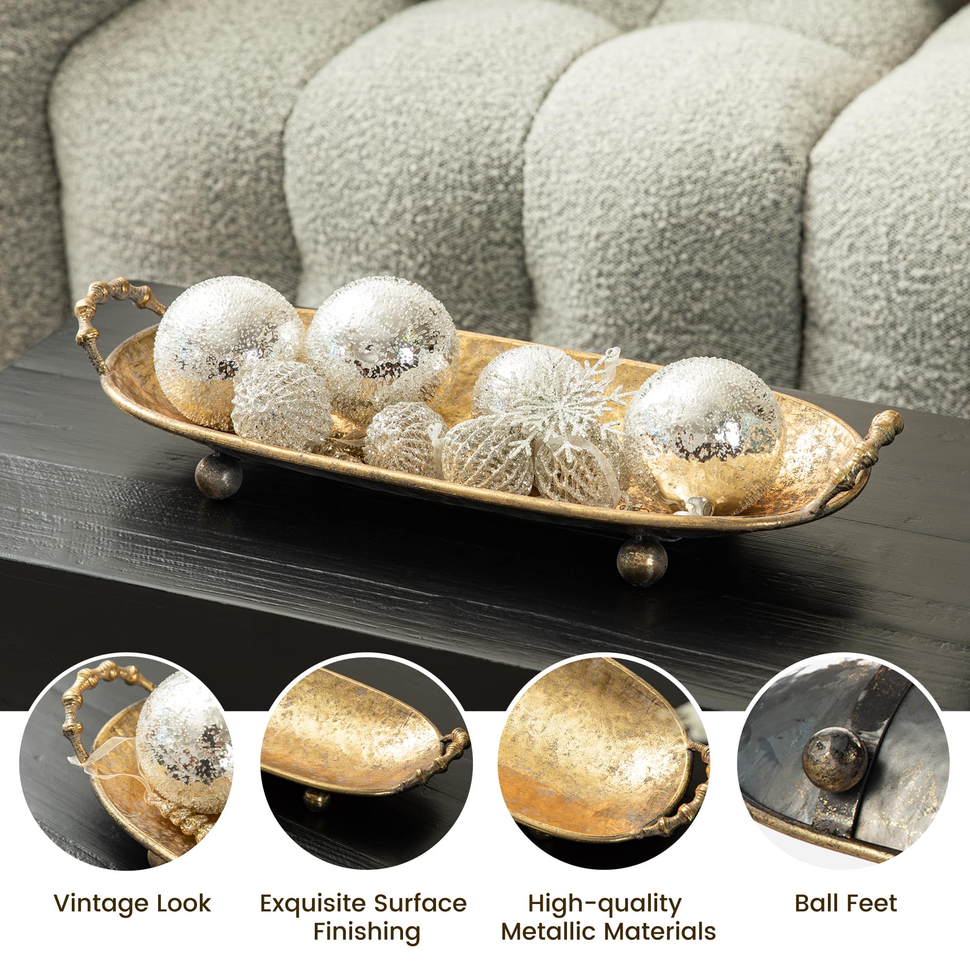 Glitzhome&#xAE; Gold Oval Metal Decorative Trays Set