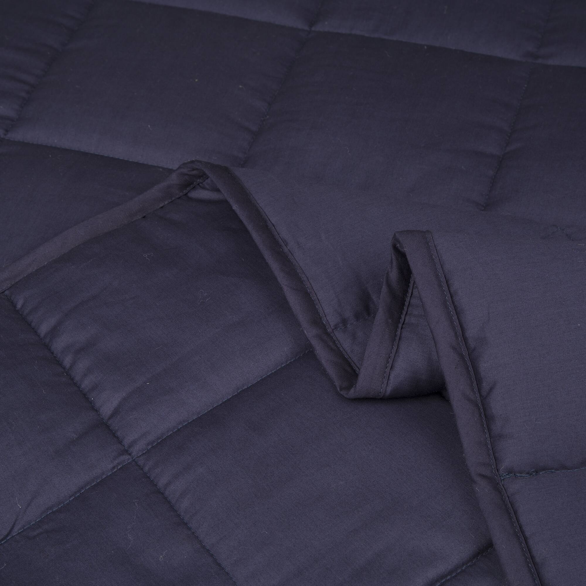 Glitzhome® Navy Blue Cotton Shell Quilted Weighted Blanket with Polyester Filling