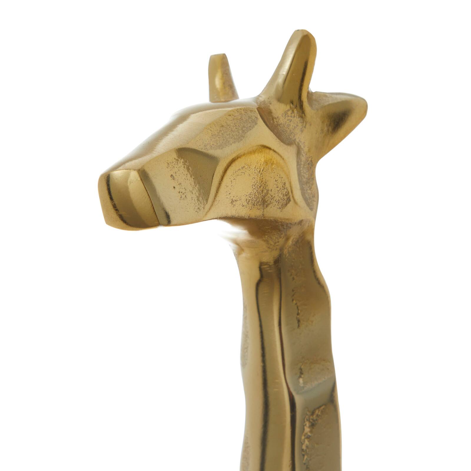 27&#x22; Gold Aluminum Giraffe Sculpture Set