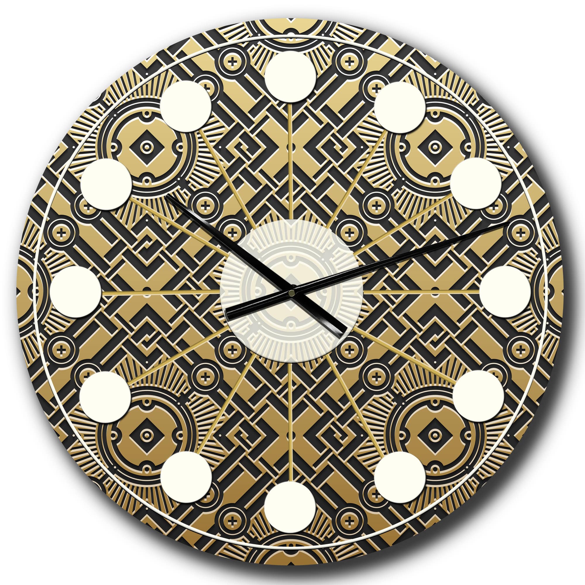 Designart 'Golden Luxury Metallic Geometrics Xx Mid-Century Modern Wall Clock