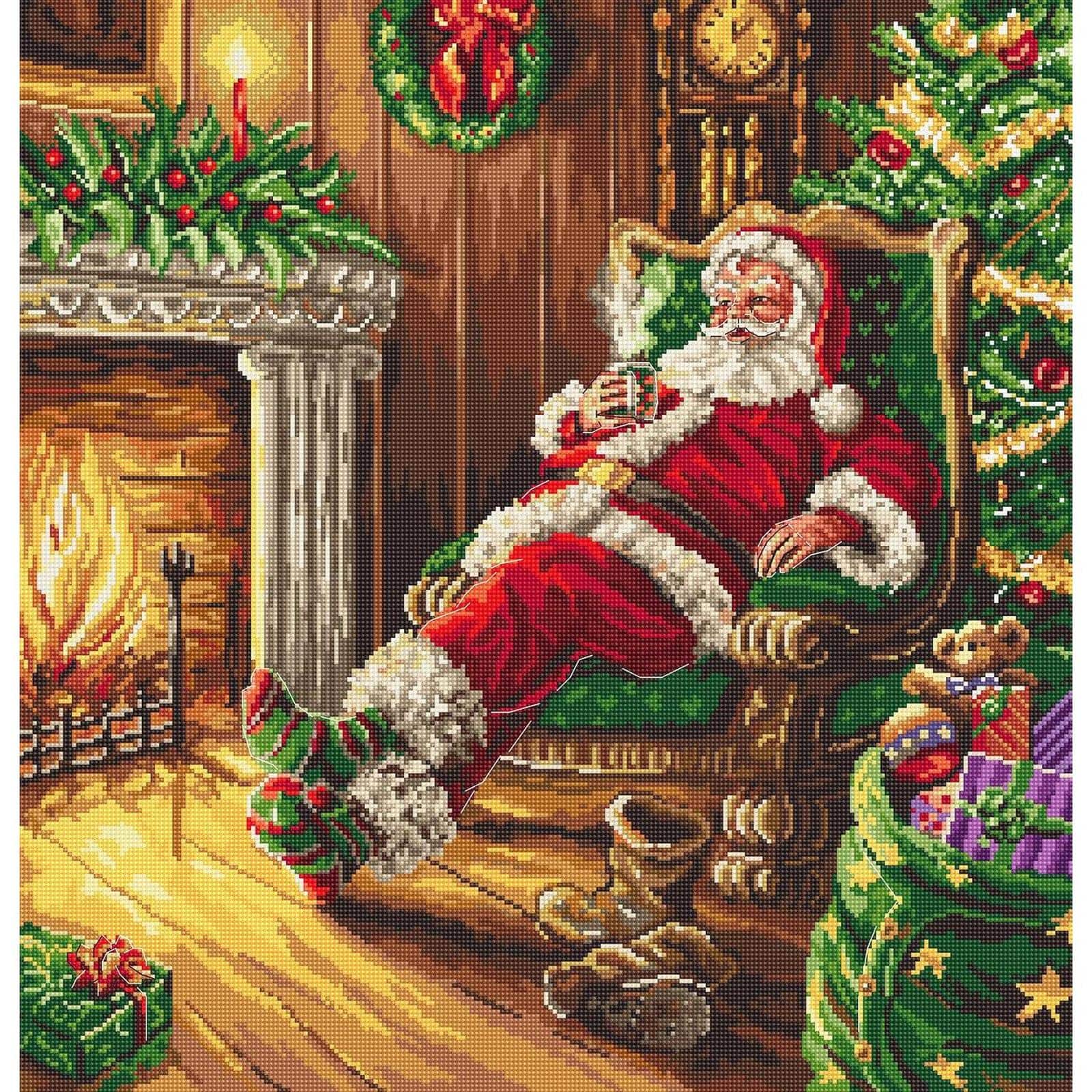 Letistitch Santa&#x27;s Rest by the Chimney Counted Cross Stitch Kit
