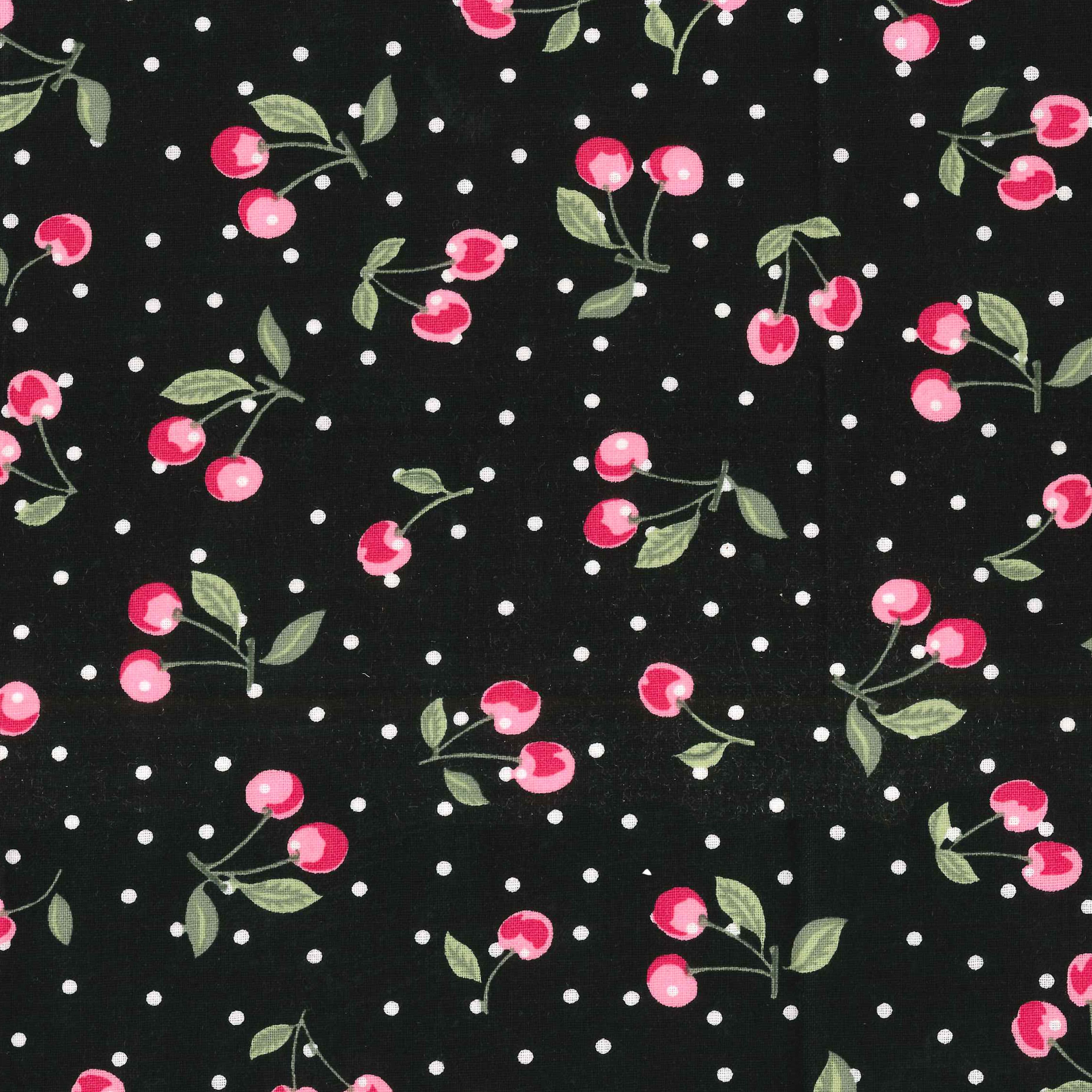 Cherry Print Fabric - Pink: 100% Cotton