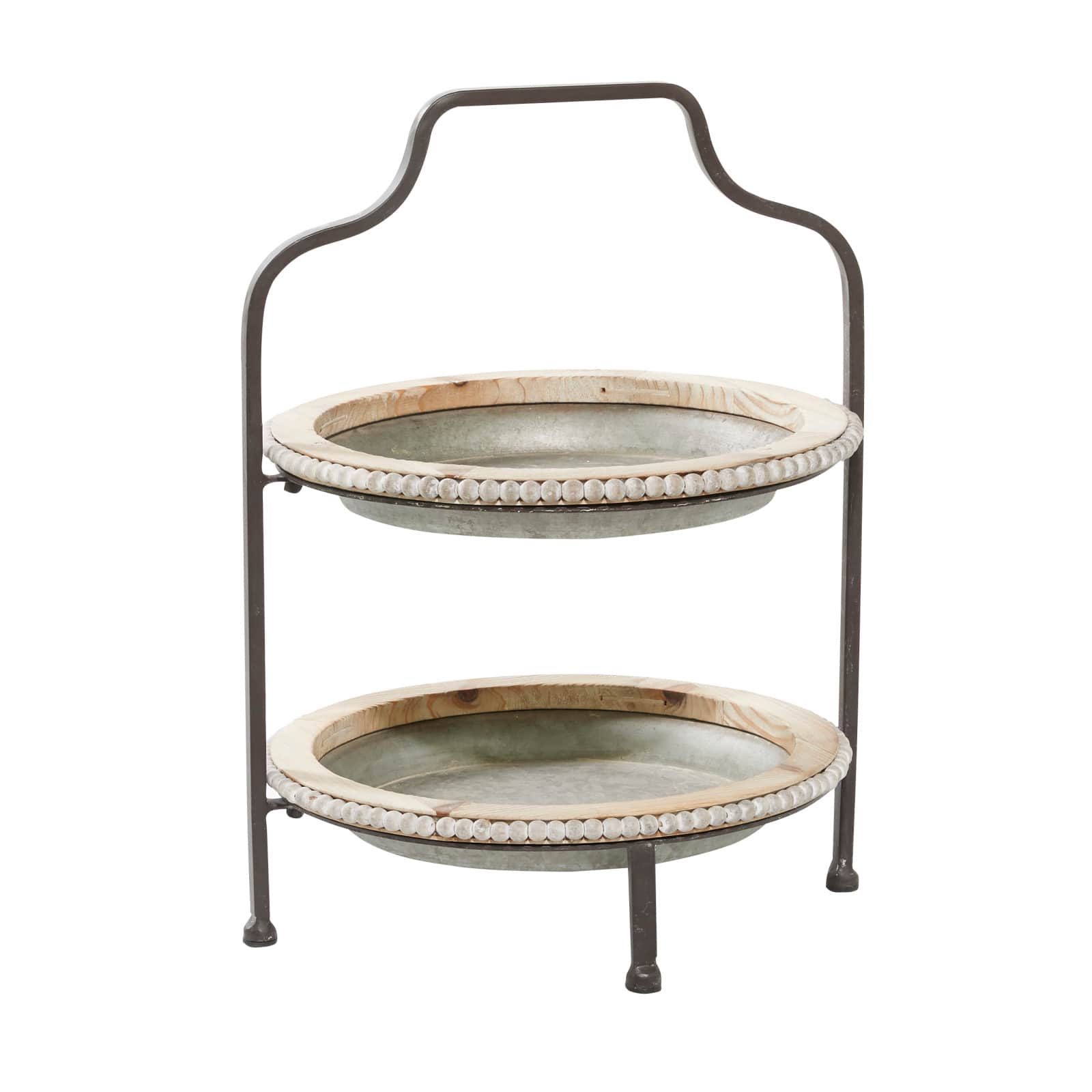 Gray Metal Farmhouse Tiered Server, 20&#x22; x 16&#x22; x 15&#x22;