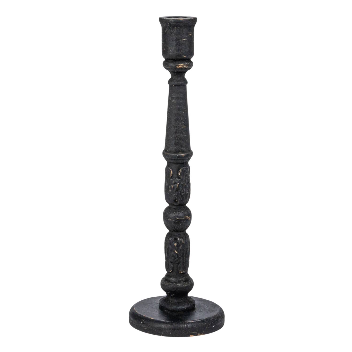 Hello Honey® Round Black Wood Taper Candle Holder Set