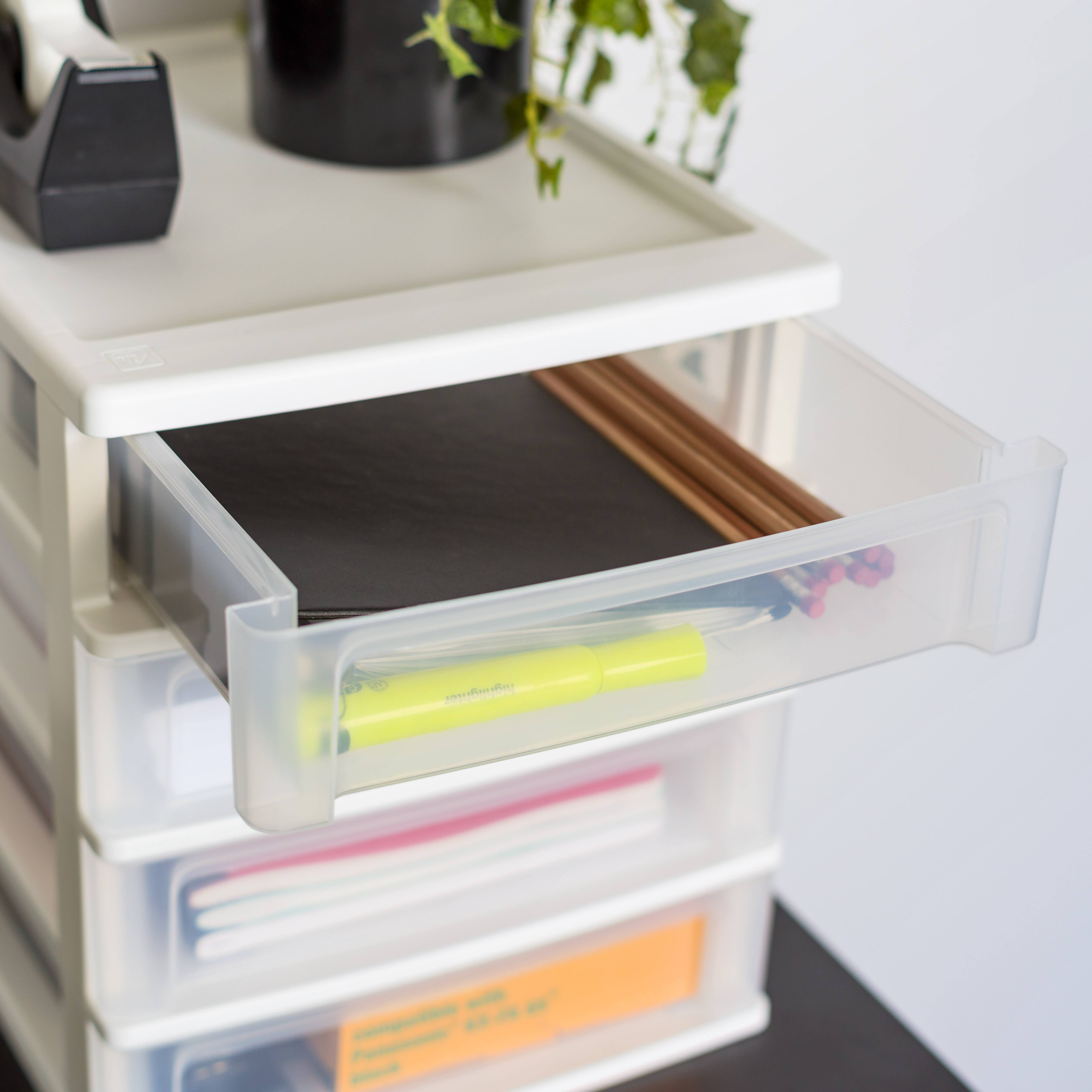 IRIS White 4-Drawer Desktop Plastic Drawer Organizer
