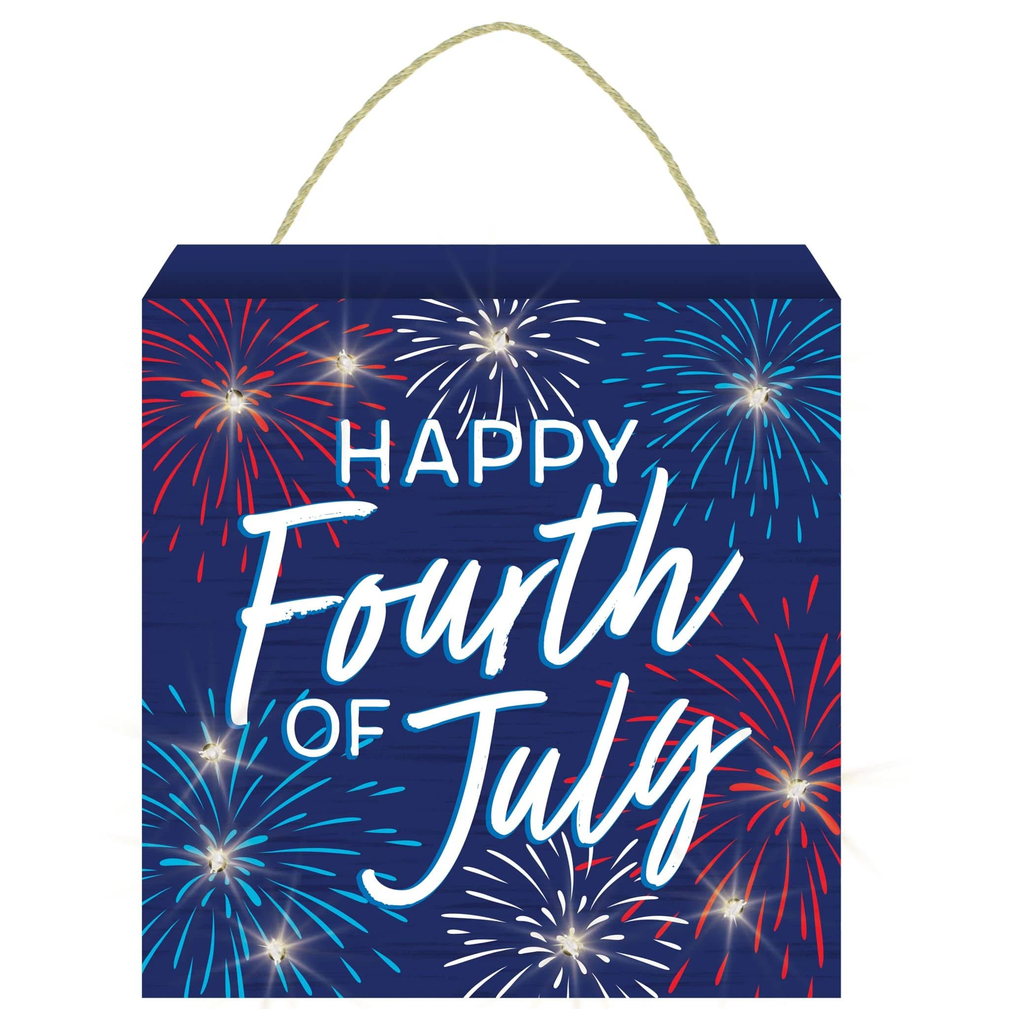 11.75&#x22; Light-Up Happy 4th of July Sign