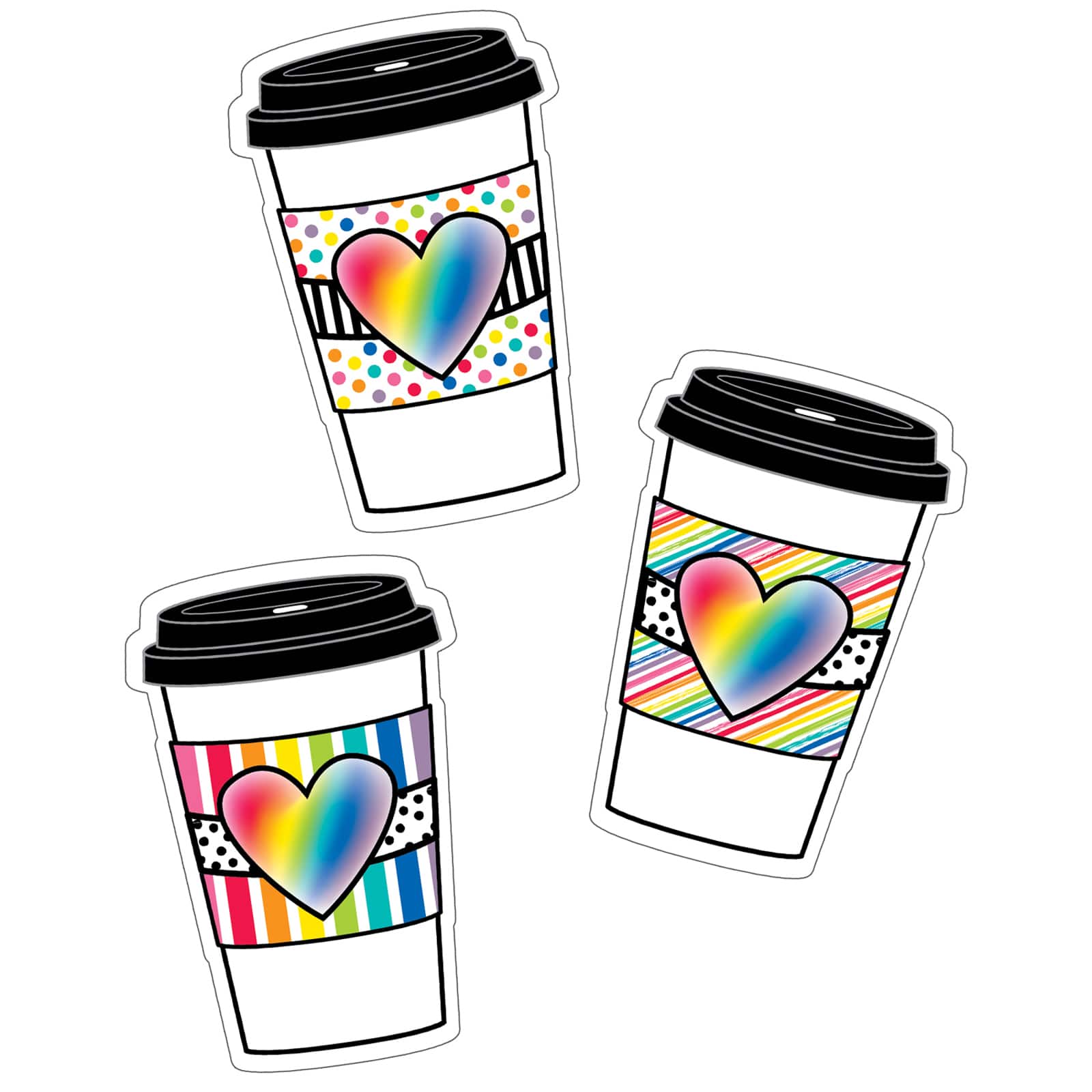 Schoolgirl Style&#x2122; Industrial Caf&#xE9; Rainbow To-Go Cups Cut-Outs, 3 Packs of 36